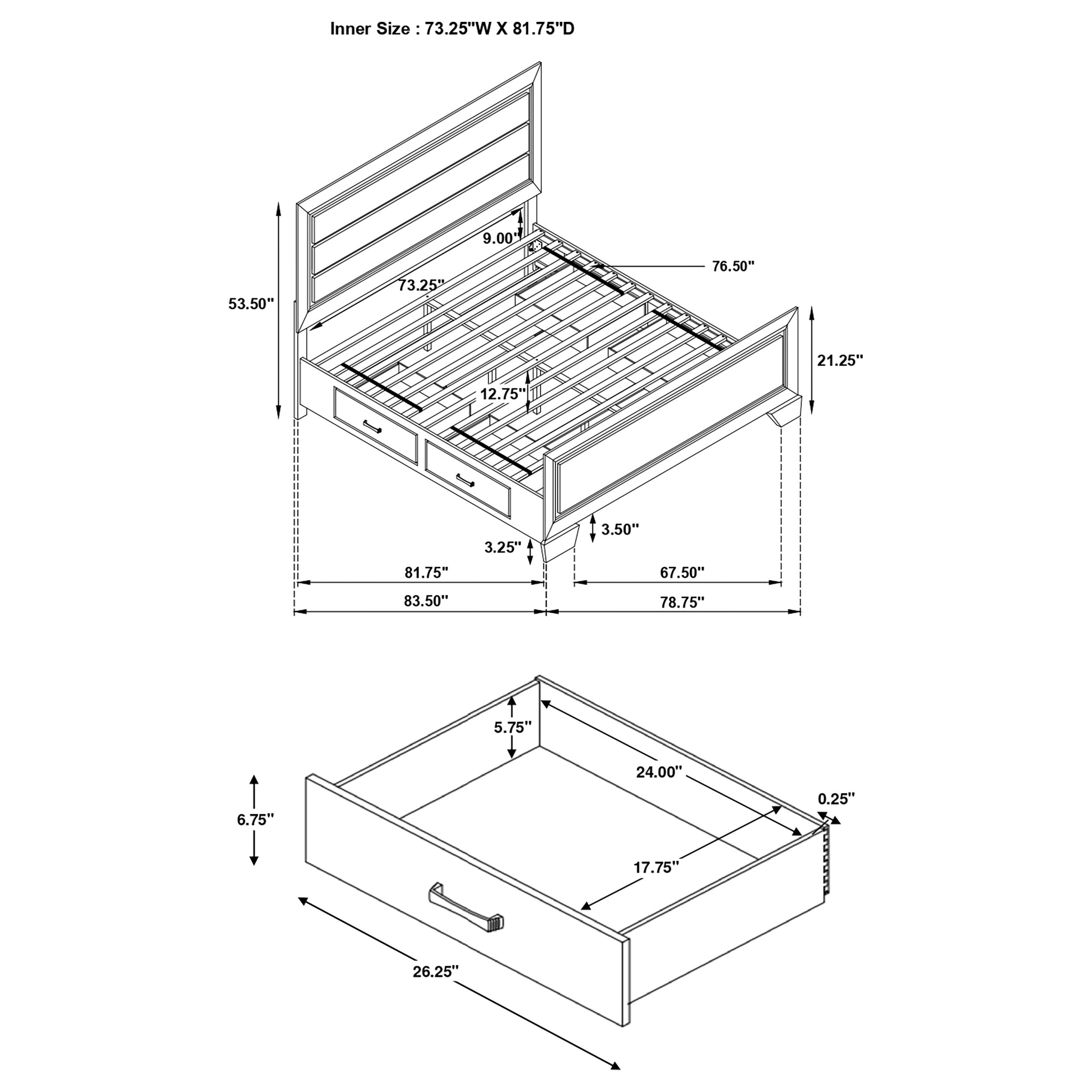 Kauffman Panel Platform Storage Bed