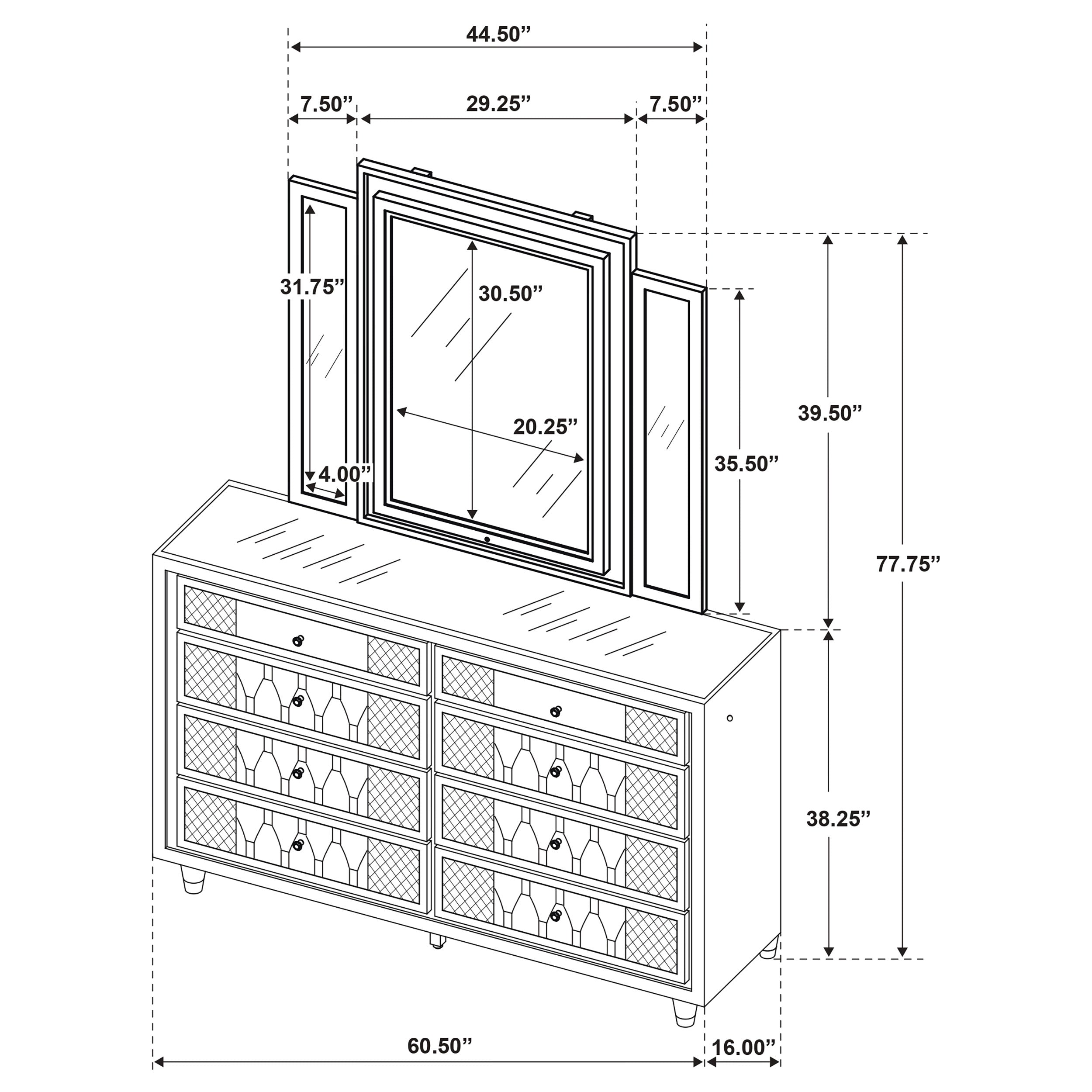 Lorient LED Dresser with LED Mirror