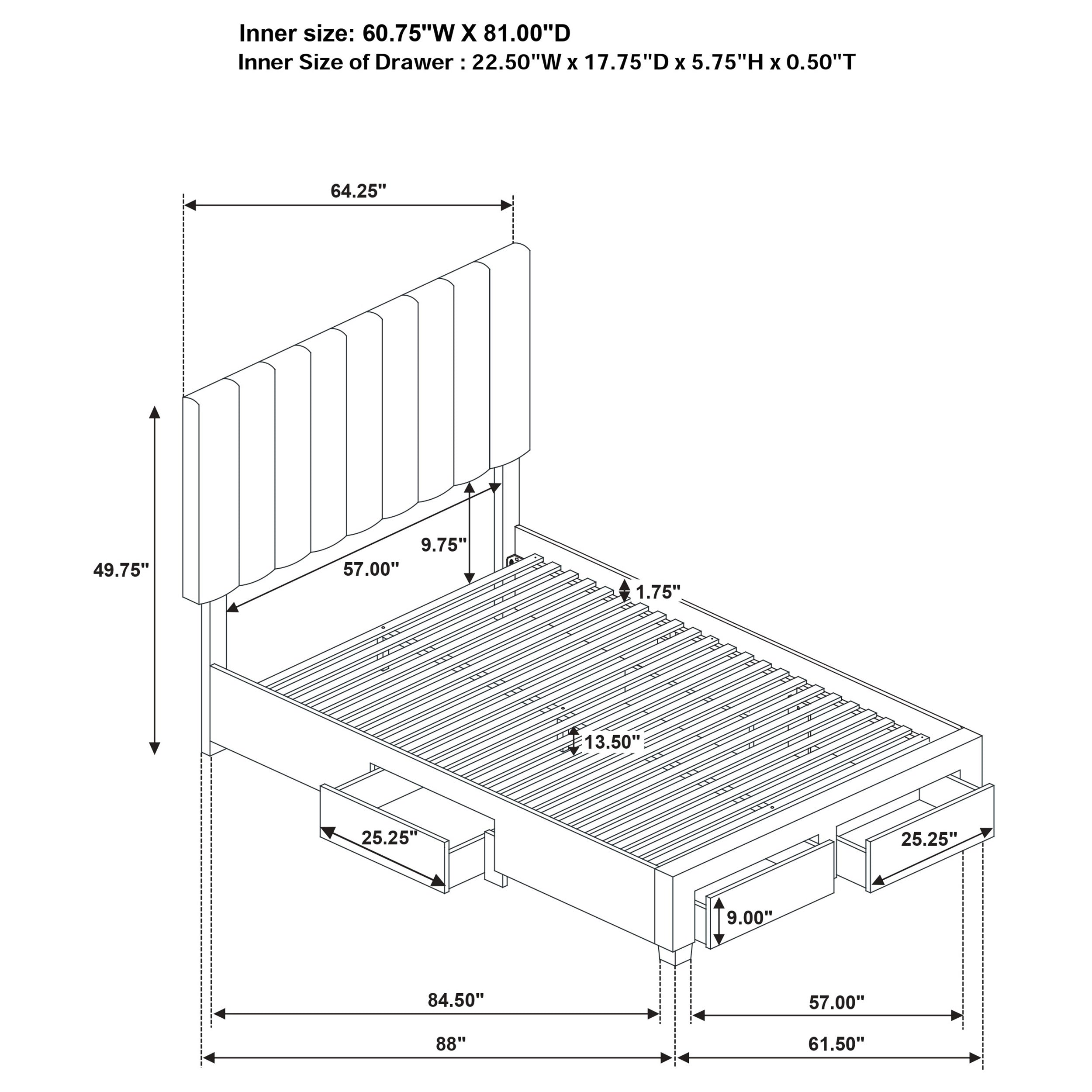 Wheatland Panel Platform Storage Bed