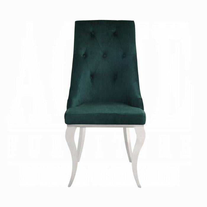 Dekel Green Fabric & Stainless Steel Side Chair