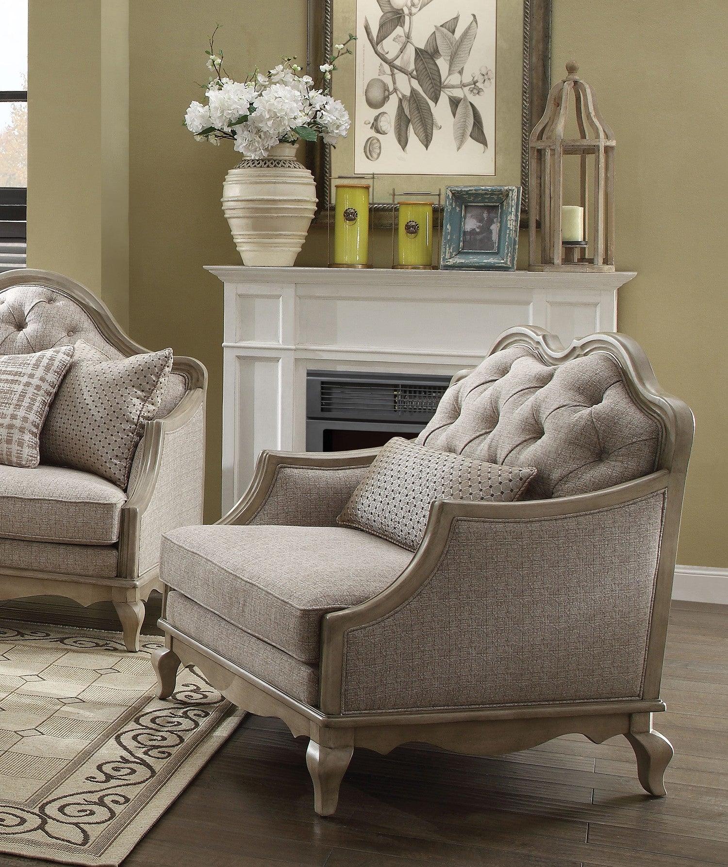 Acme Chelmsford Chair in Beige 56052