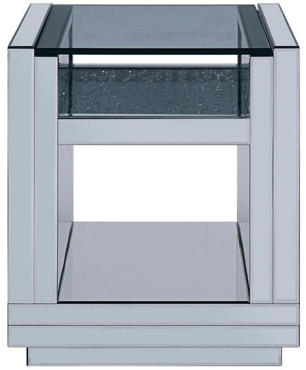 Acme Furniture Nysa End Table in Mirrored & Faux Crystals 81472