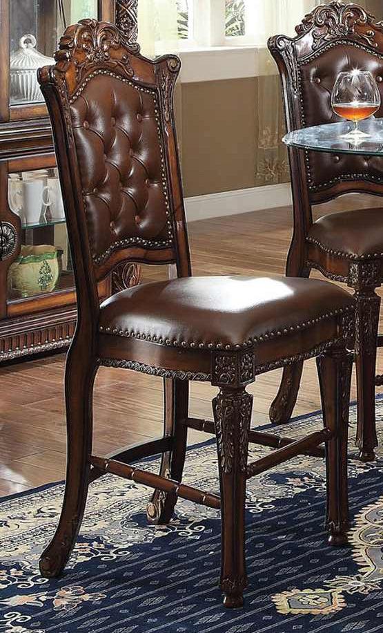 Acme Vendome Counter Height Chair with Tufted Back (Set of 2) in Cherry 62034