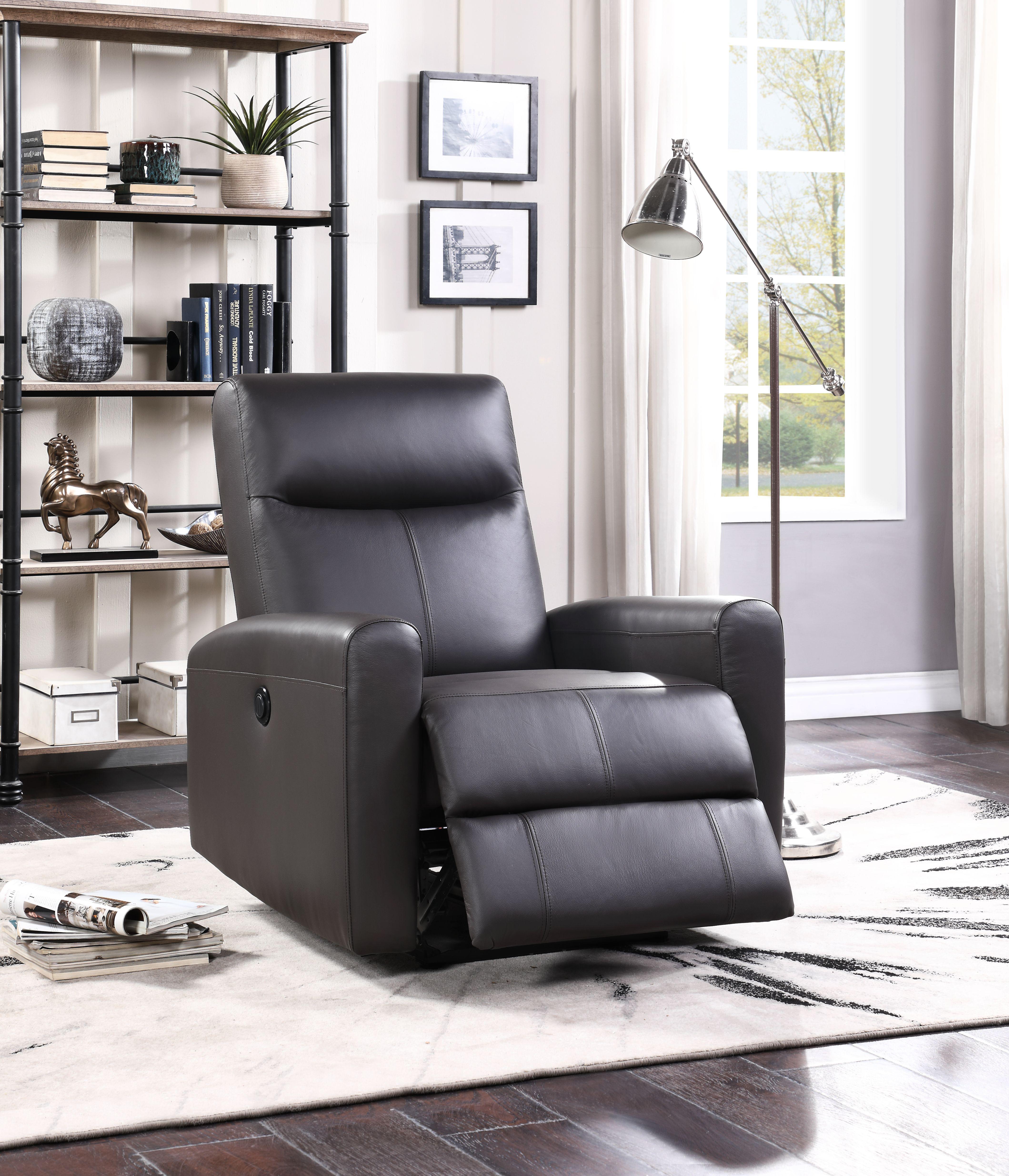 Blane Brown Top Grain Leather Match Recliner (Power Motion)