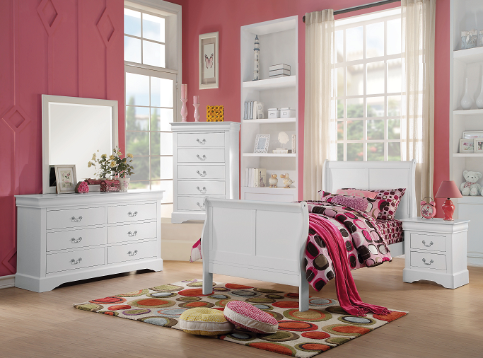 Louis Philippe III White Twin Bed