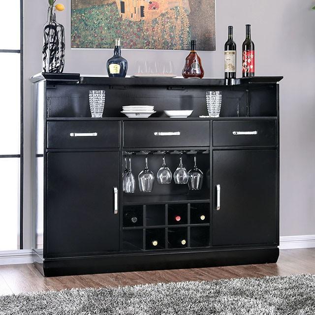 Alena Black Bar Table w/ LED Touch Light & Mirror