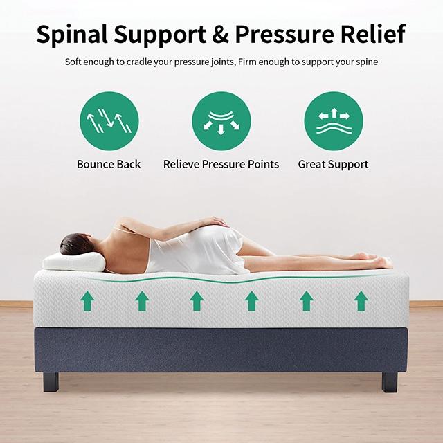 Forsythia 12" Queen Green Tea Gel Memory Foam