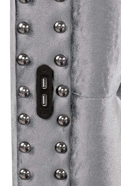 SANSOM E.King & Queen Bed, Black, Blue, & Grey