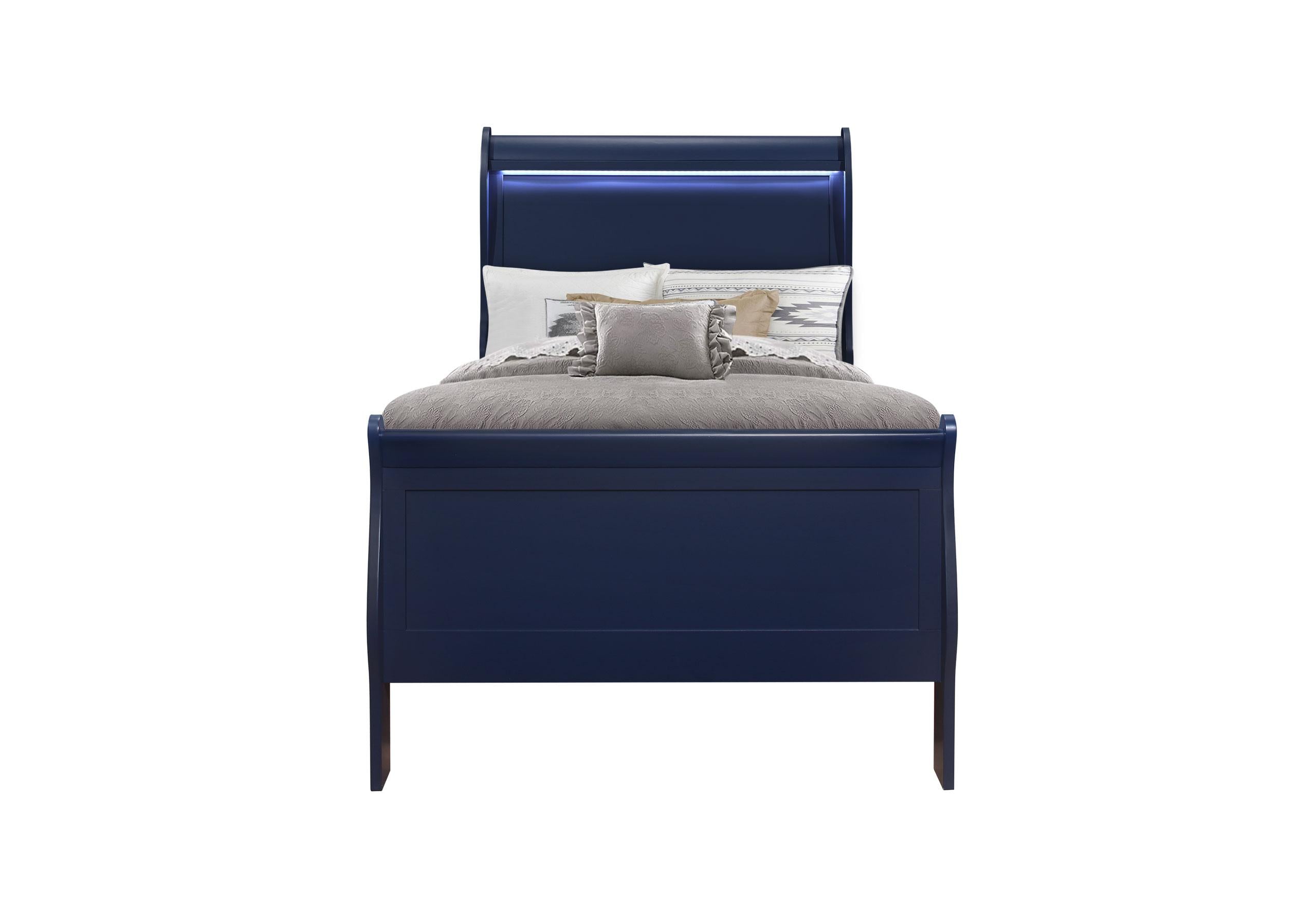 CHARLIE BLUE TWIN BED WITH LED