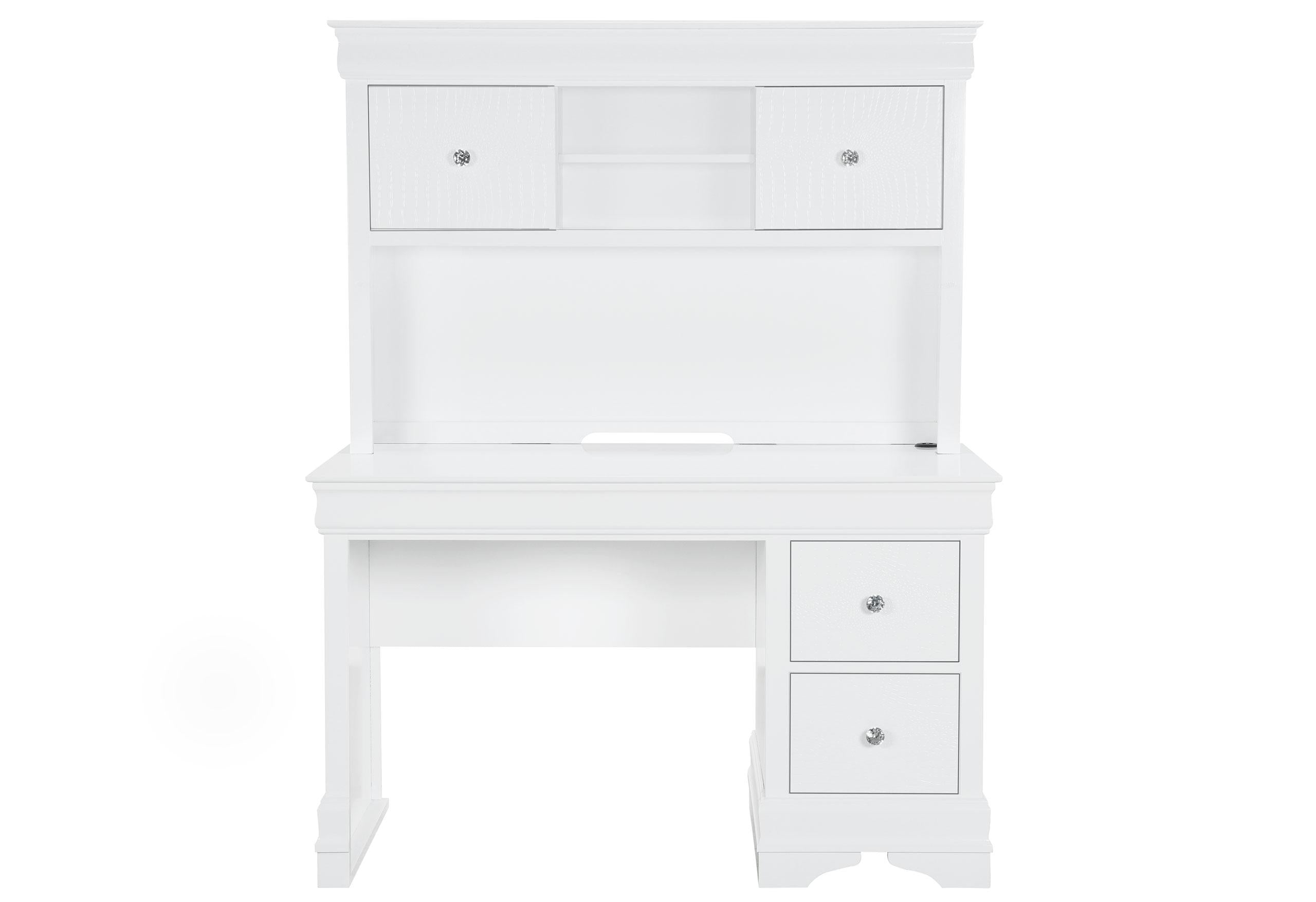POMPEI METALLIC WHITE DESK WITH HUTCH