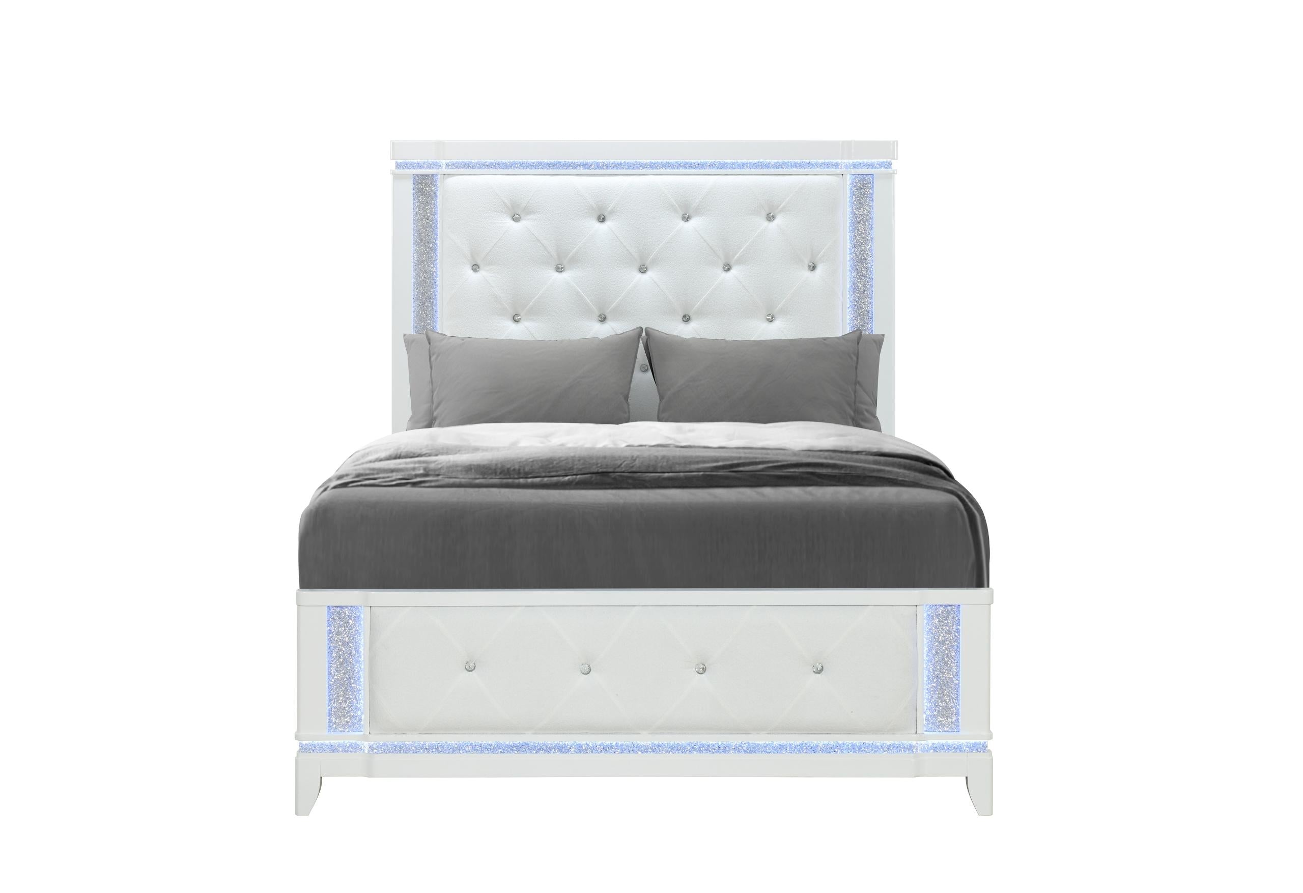 ALINA WHITE FULL BED WITH LED