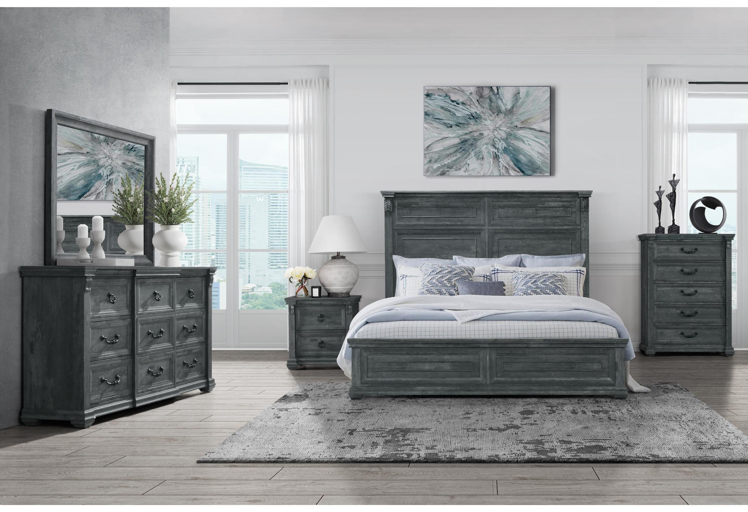 TATUM GREY QUEEN BED GROUP WITHOUT STORAGE