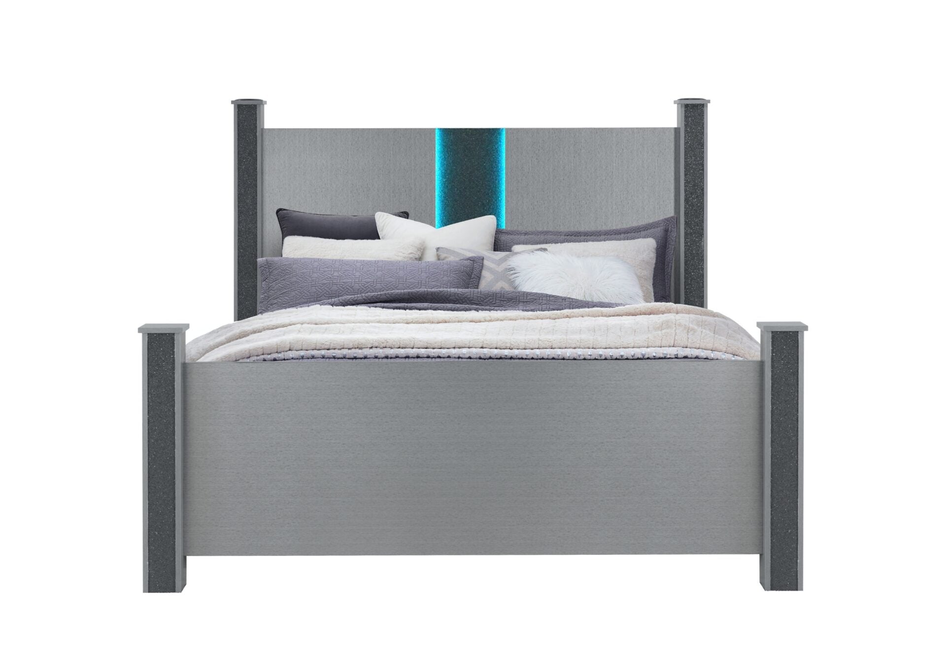 Logan Silver Bed With Led And Speakers