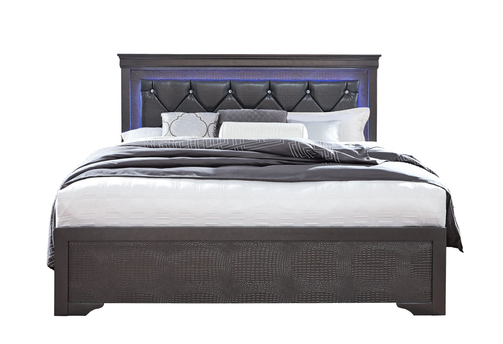 Pompei Metallic Grey Bed With Led