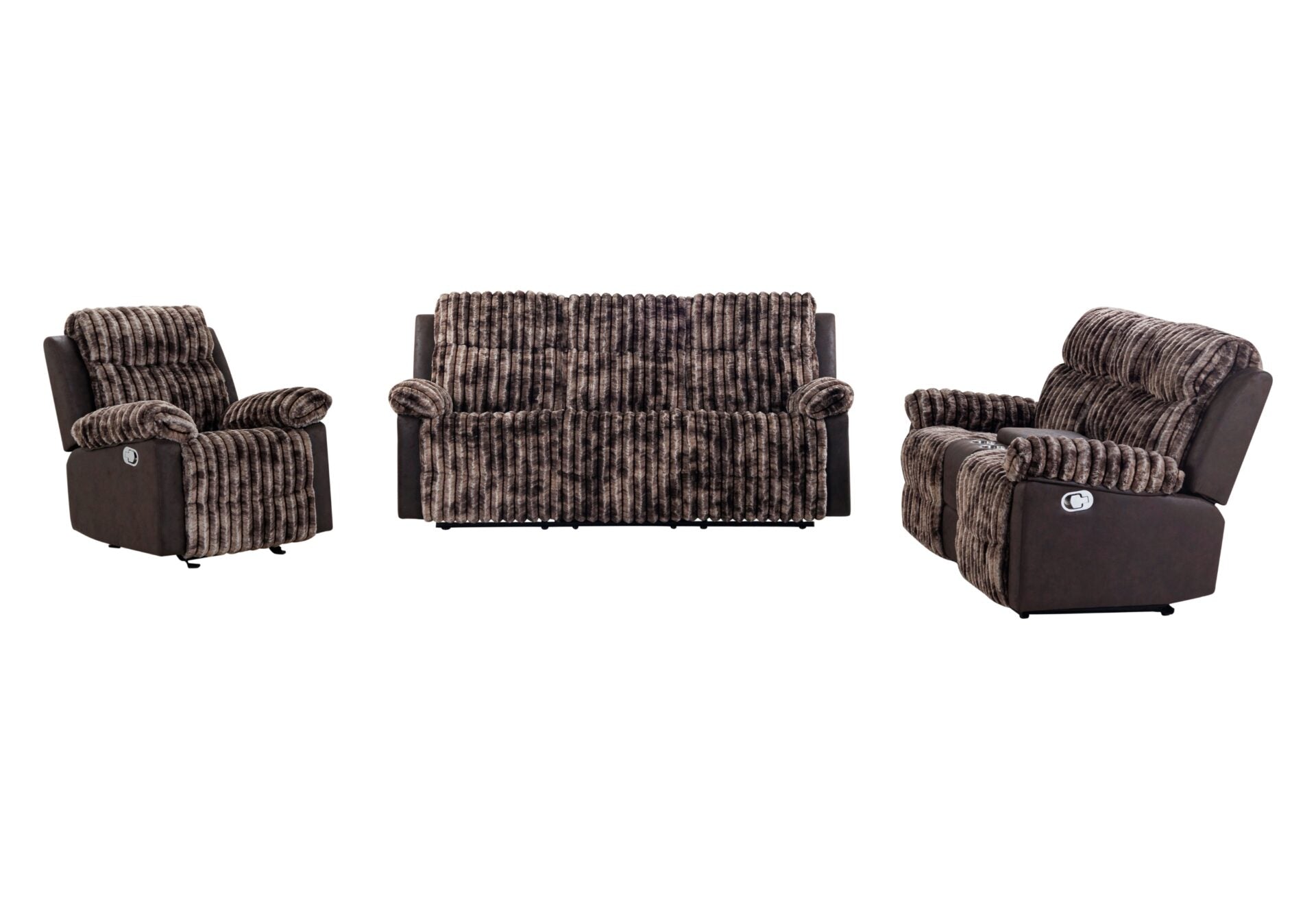 U6028 Reclining Sofa-Console Reclining Loveseat with Glider Recliner