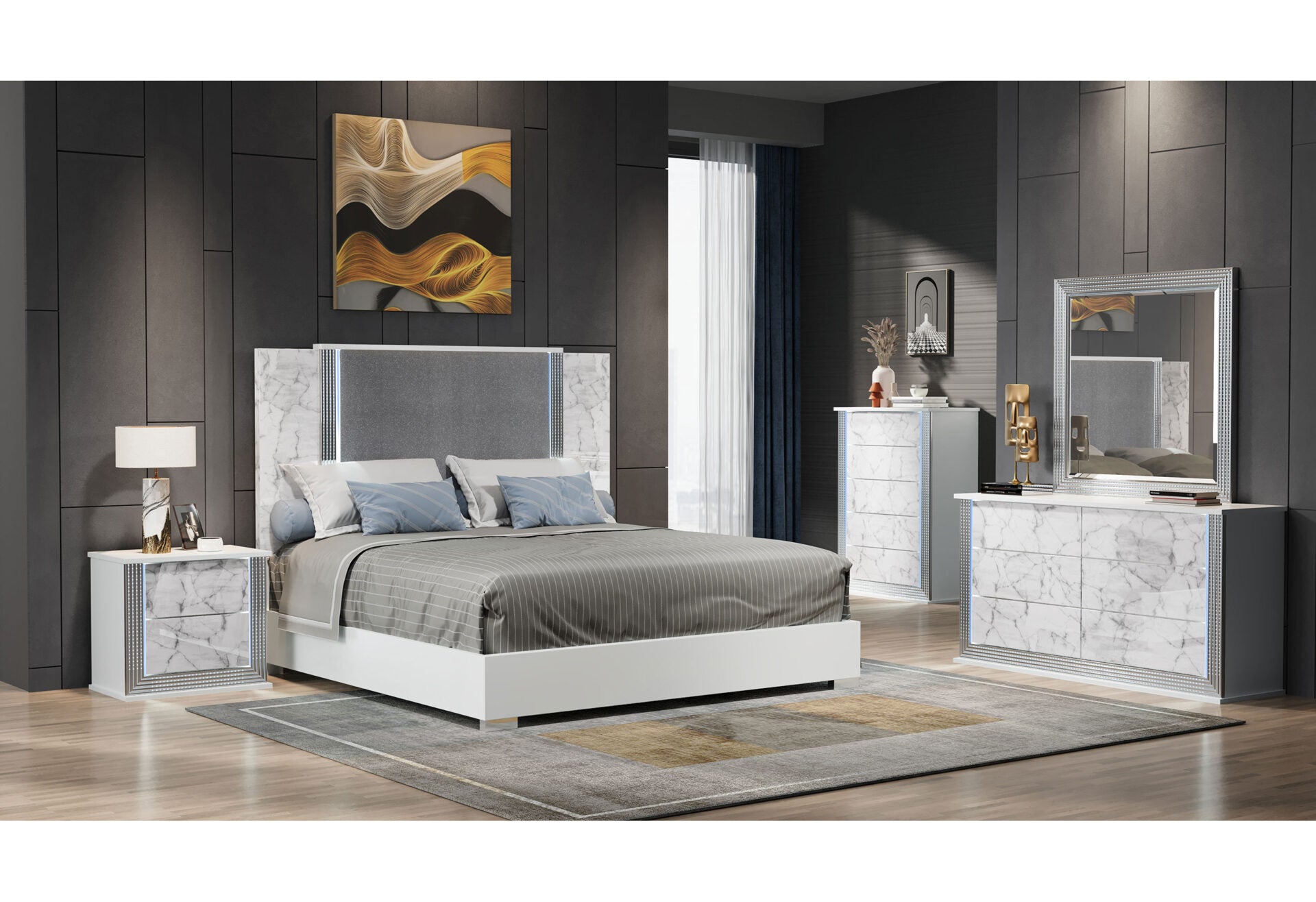 Ylime Smooth White Bed Group Fully Slatted