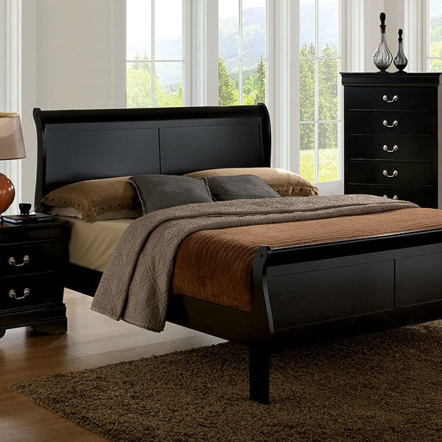 Louis Philippe Full, Twin, Full, & King Bed Black, Grey, Brown & White