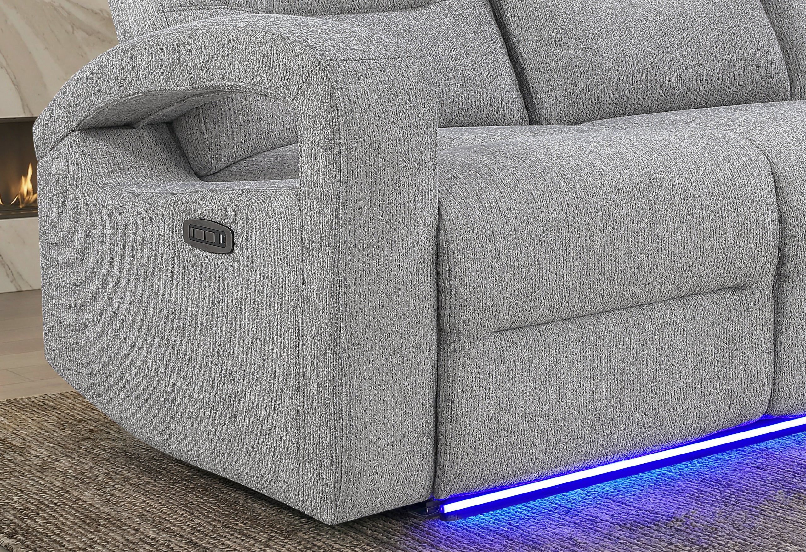 U6611 GREY 15 POWER CONSOLE RECLINING LOVESEAT WITH LED