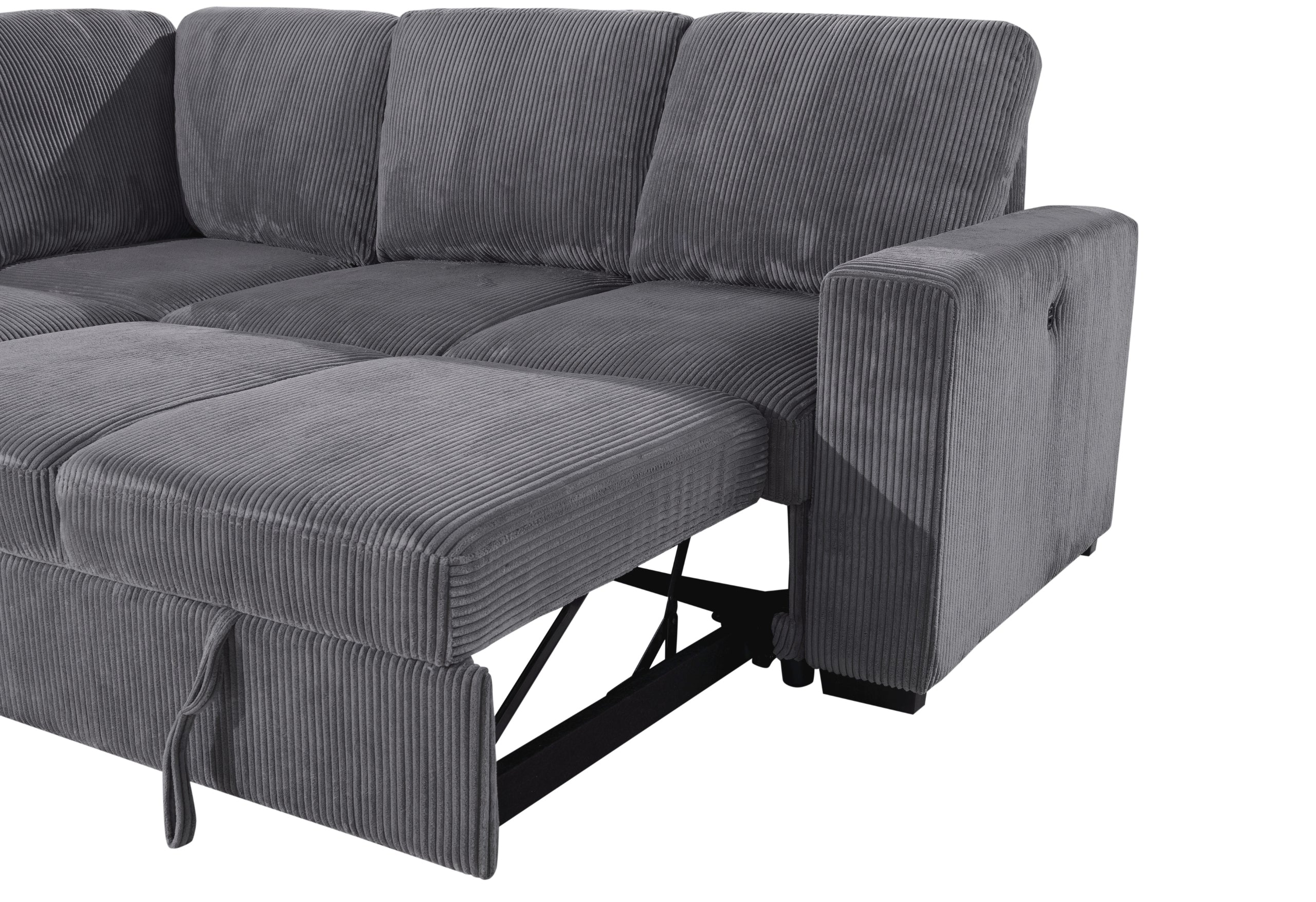 U2660 GREY SECTIONAL W/O CHAISE AND W/ PULLOUT SOFA BED