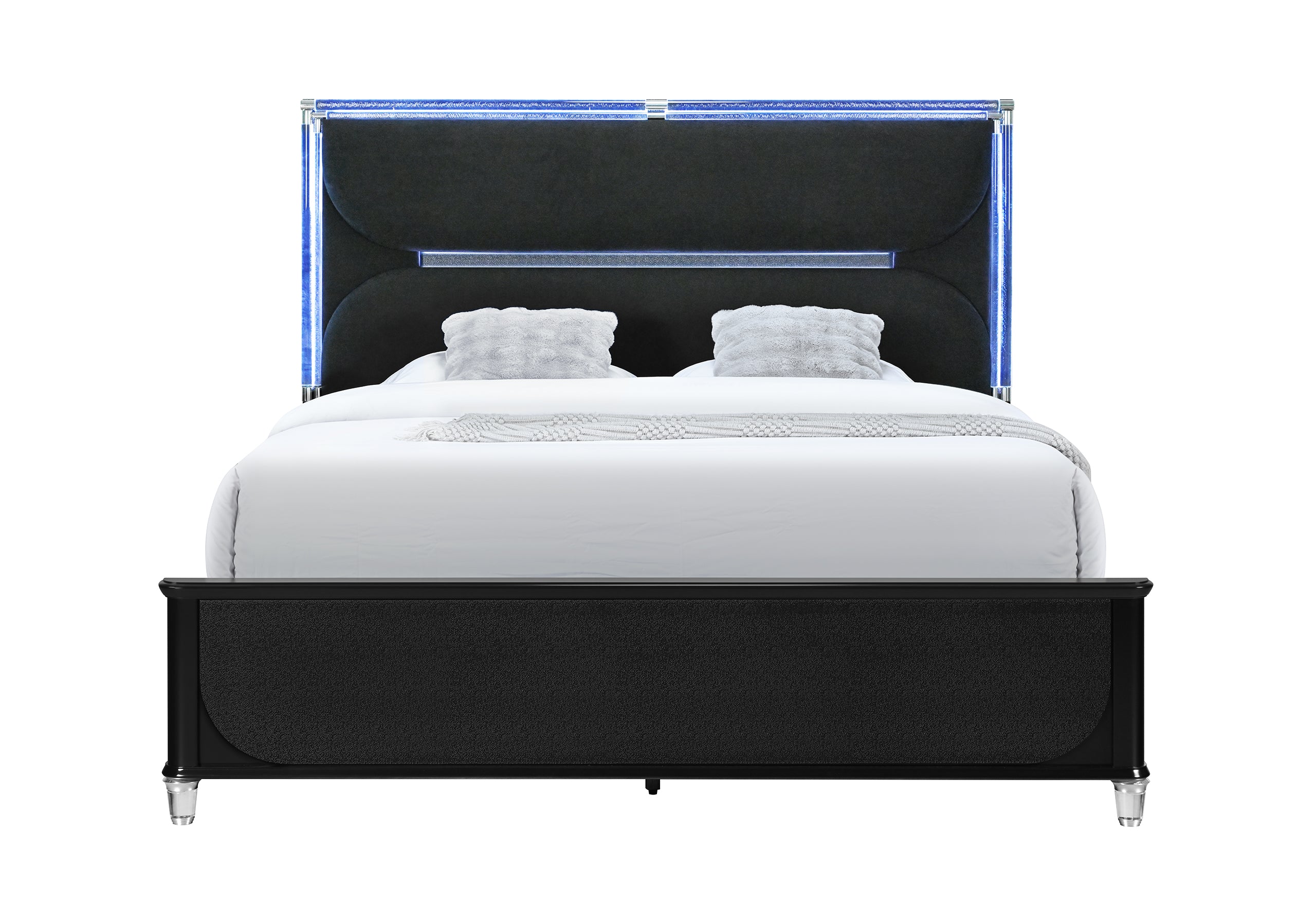 LANDO BLACK QUEEN BED WITH CONTINUOUS LED