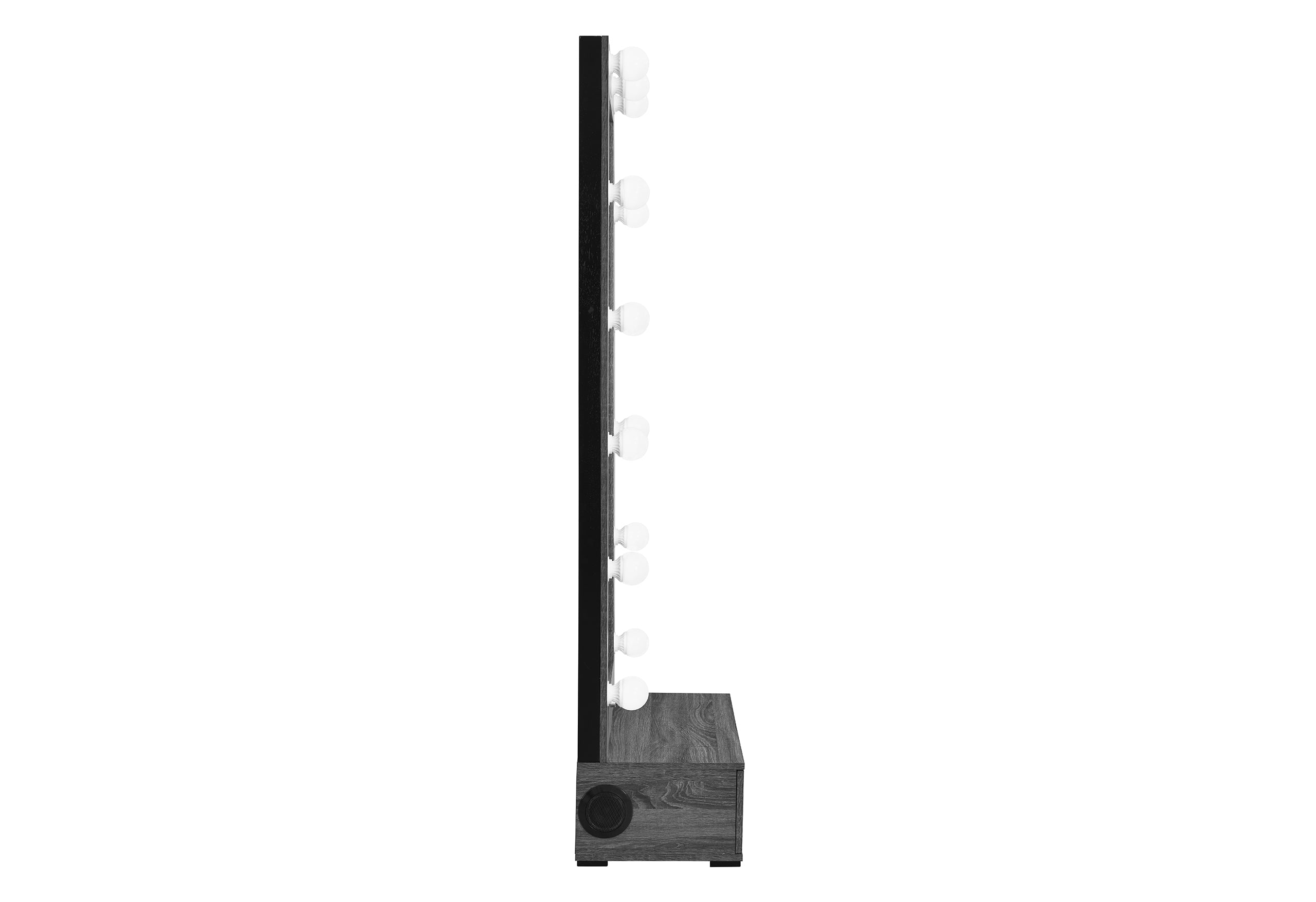 LEXI GREY TALL MIRROR WITH DRAWER AND SPEAKERS
