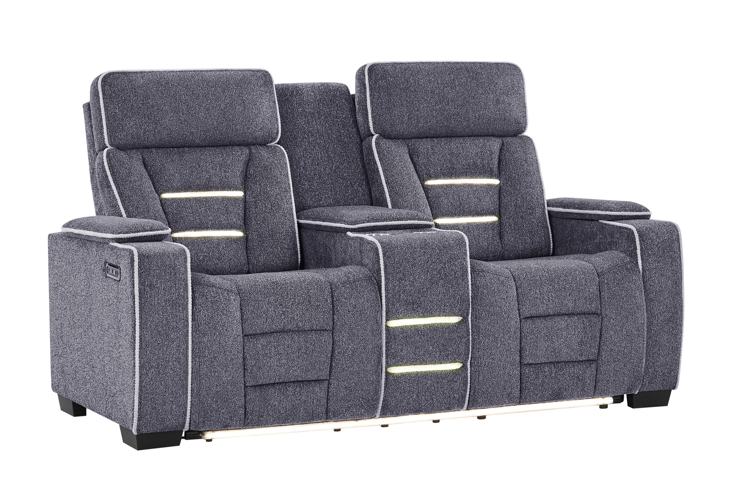 U1895 GREY P2 CONSOLE RECLINING LOVESEAT WITH IS AND LED