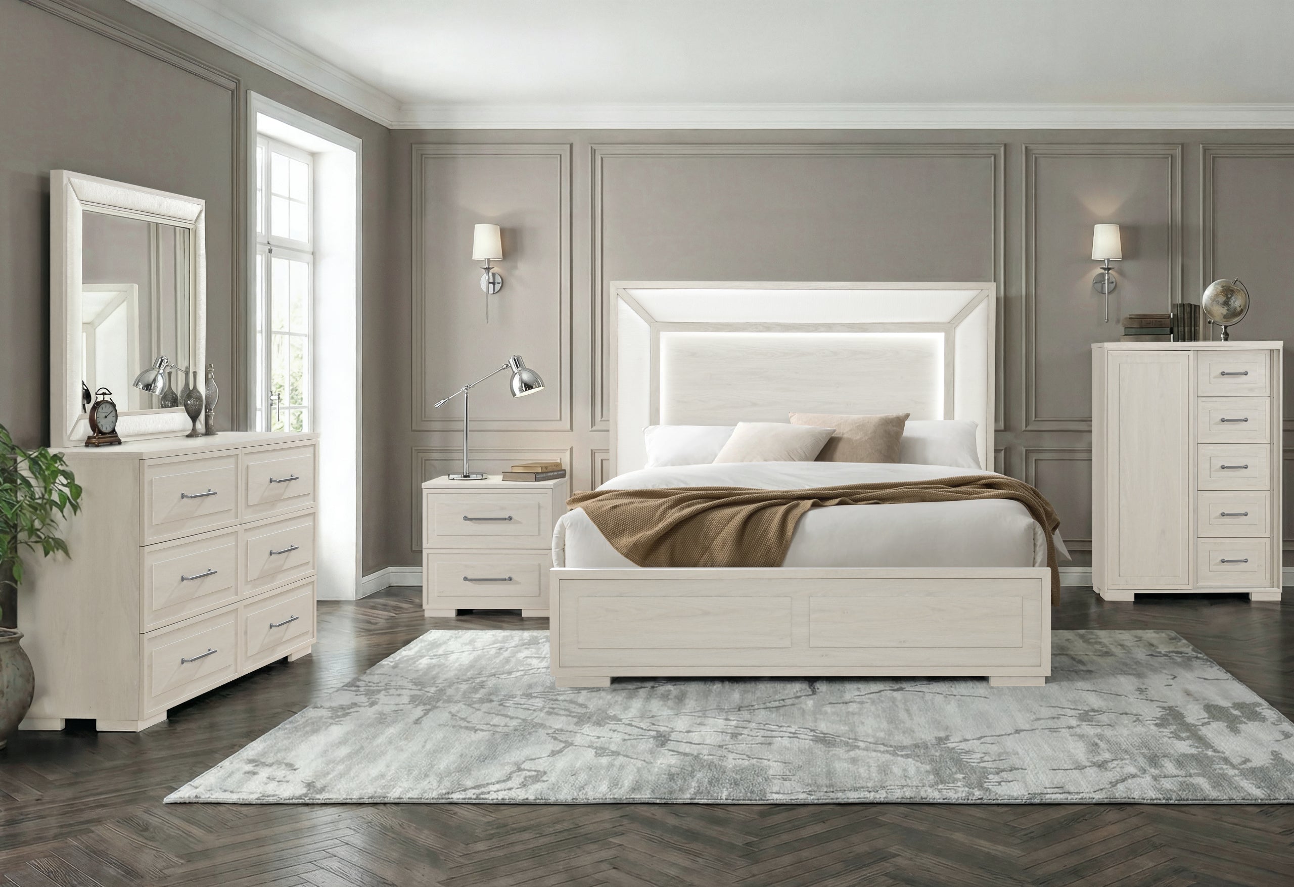 CLARA BEIGE UPHOLSTERED MIRROR