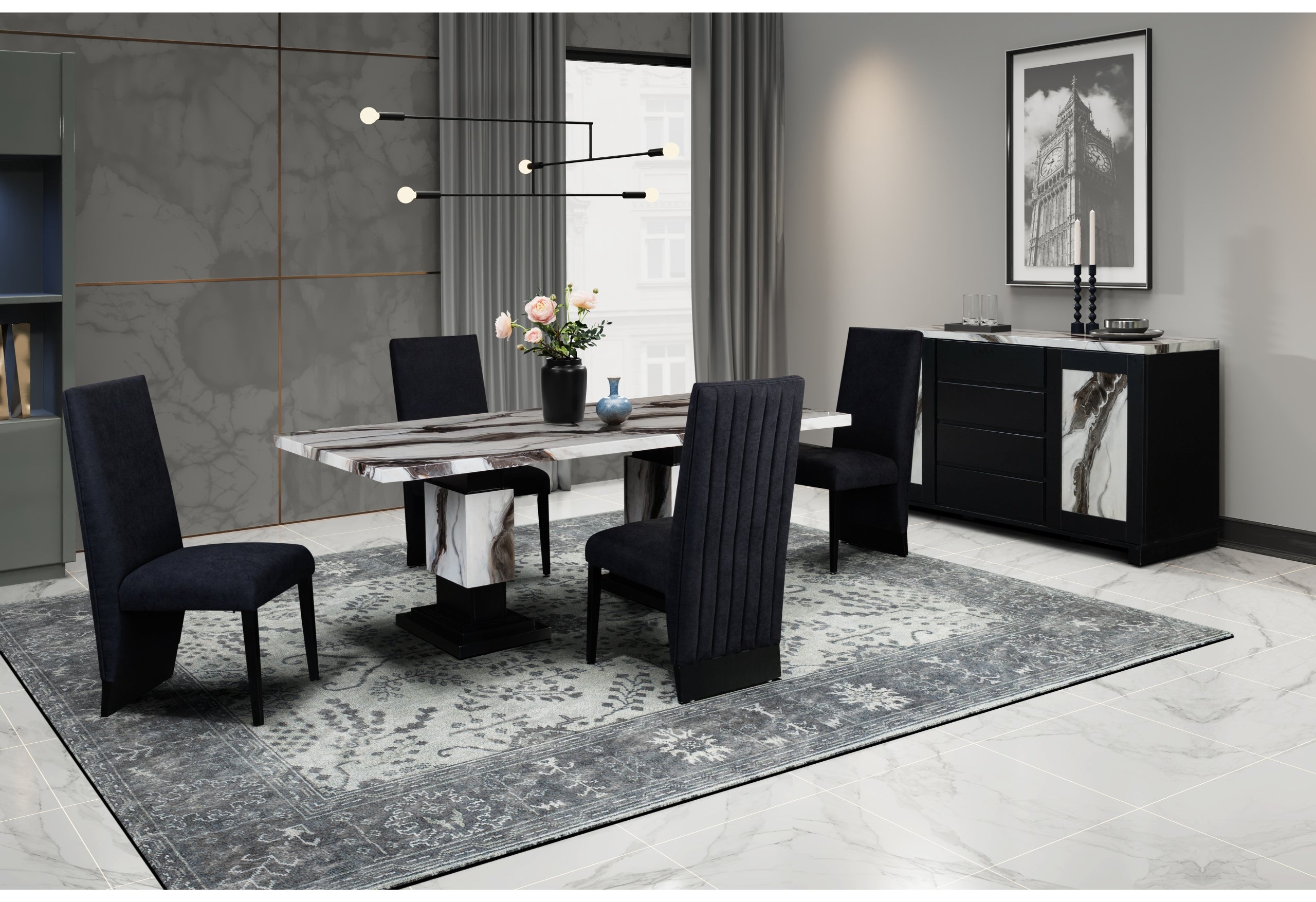 D12 DINING TABLE AND 6 DINING CHAIRS