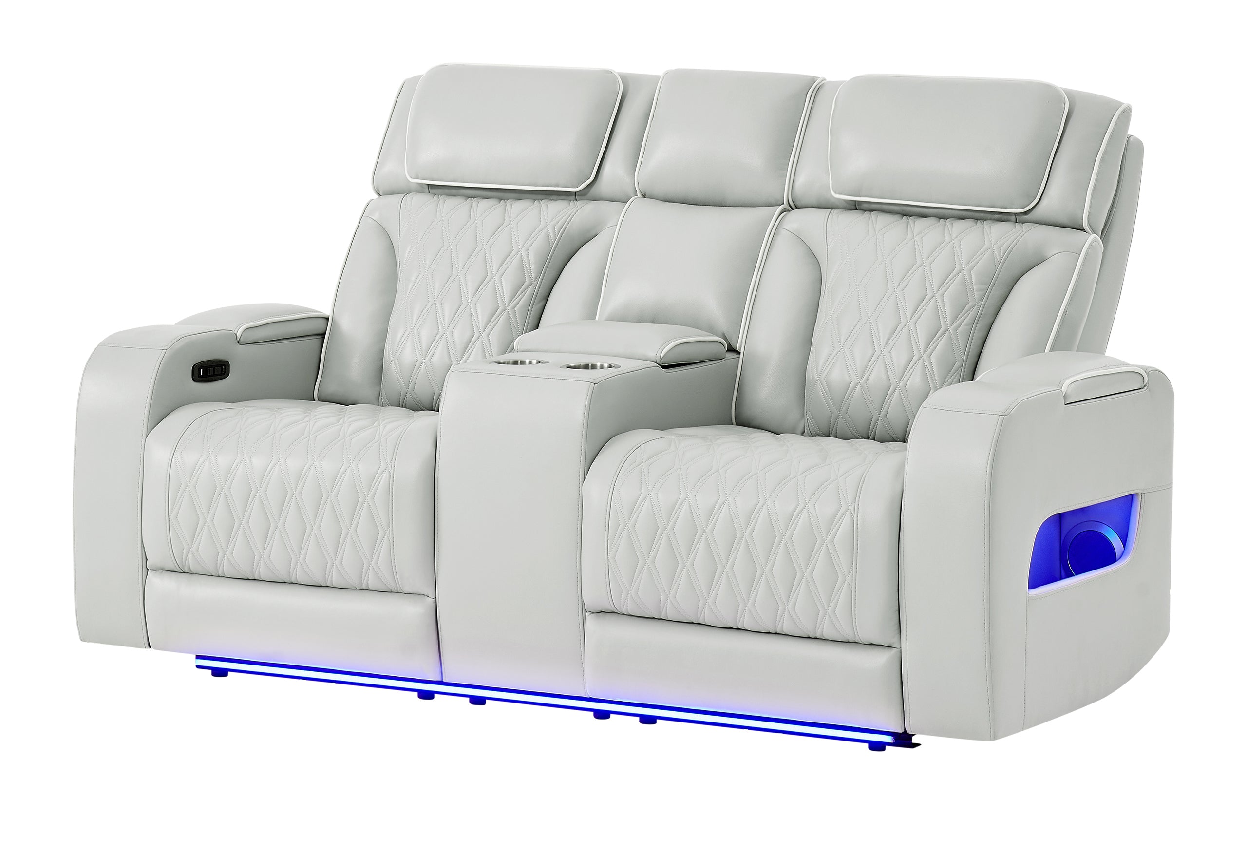 U8611 BLANCHE SILVER PWR CON REC LOVESEAT WITH PHR, LED & SPEAKER