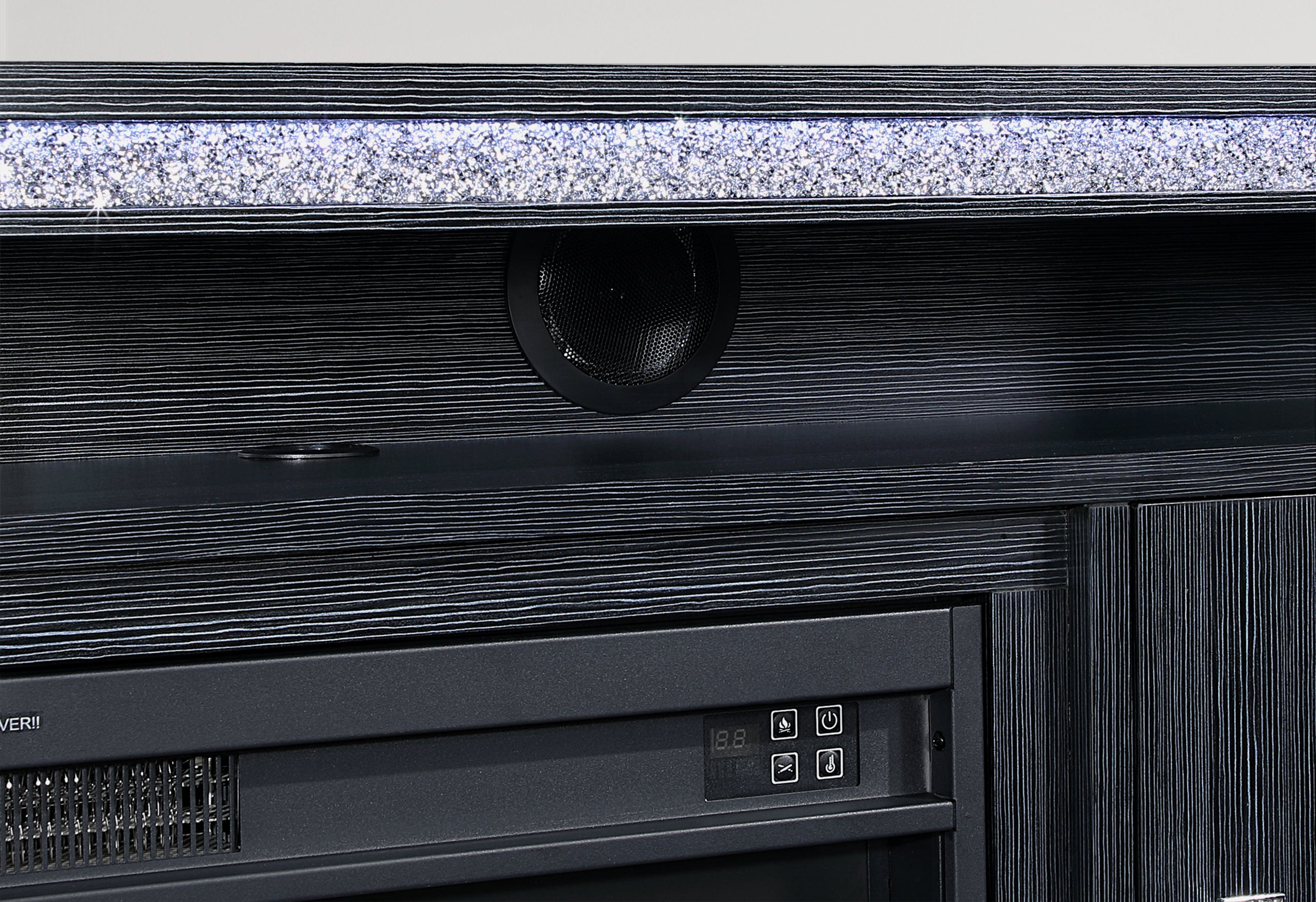 LILY DARK GREY ENT UNIT 72 INCH W/ LED, SPEAKERS, CRYSTAL INSERTS