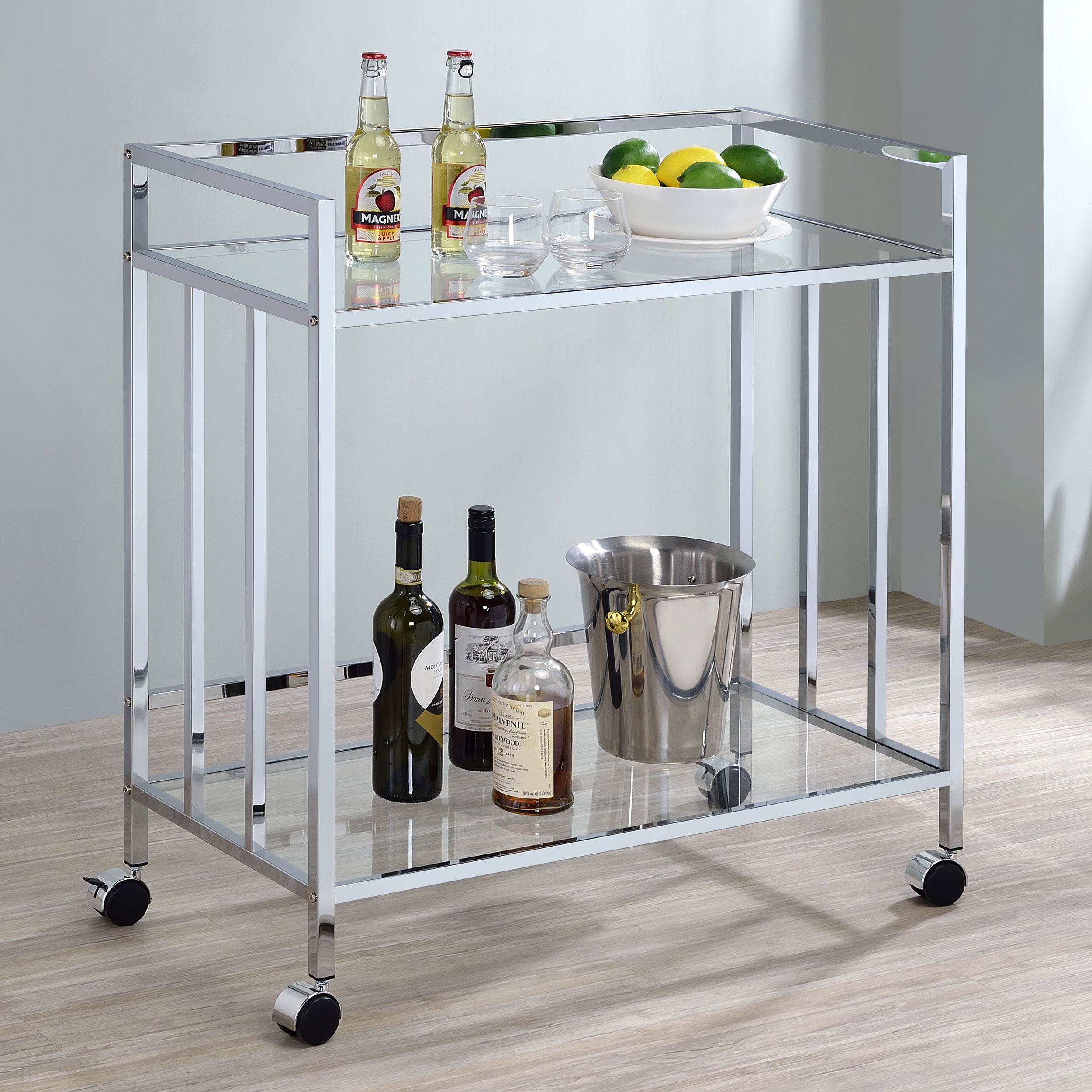 Cara Rectangular Glass Bar Cart