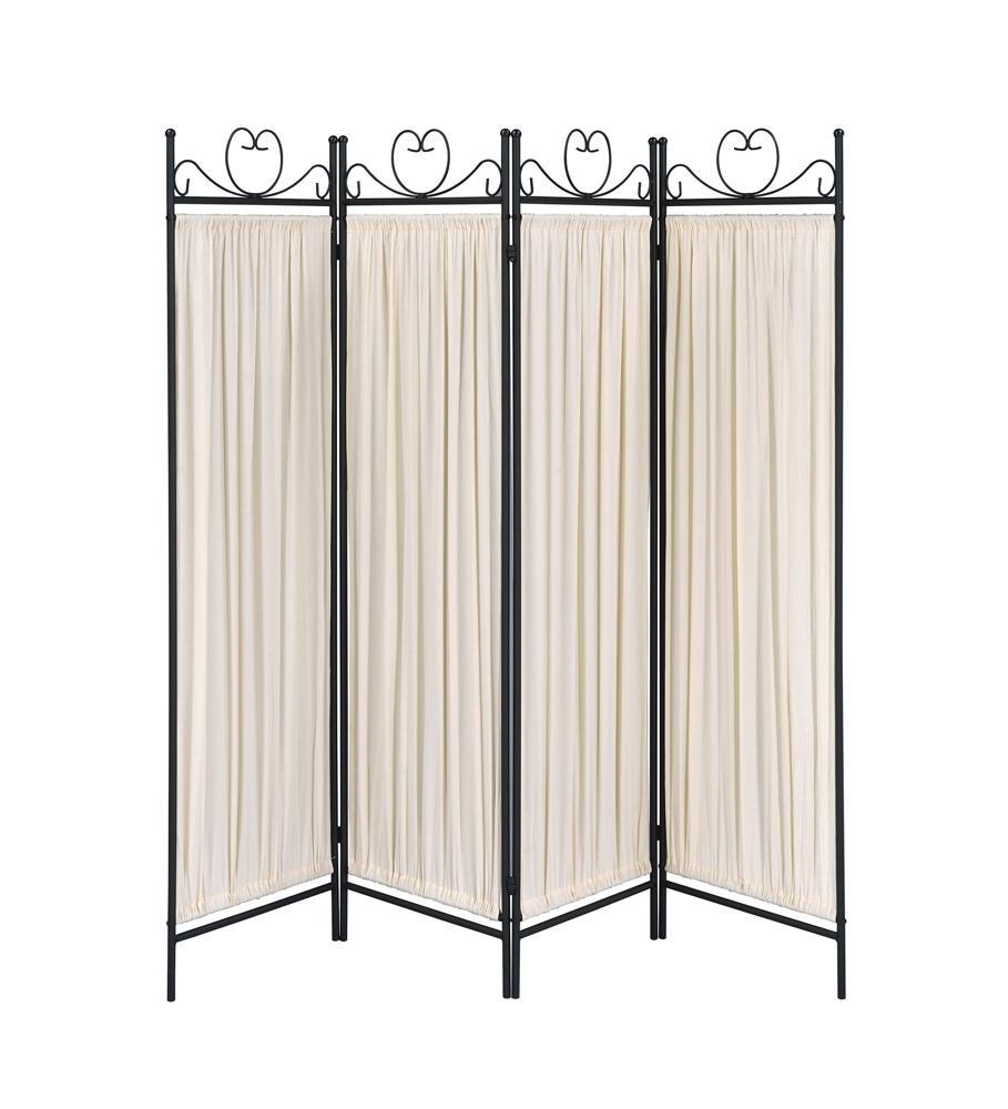 Traditional Black and Gold Four-Panel Folding Screen