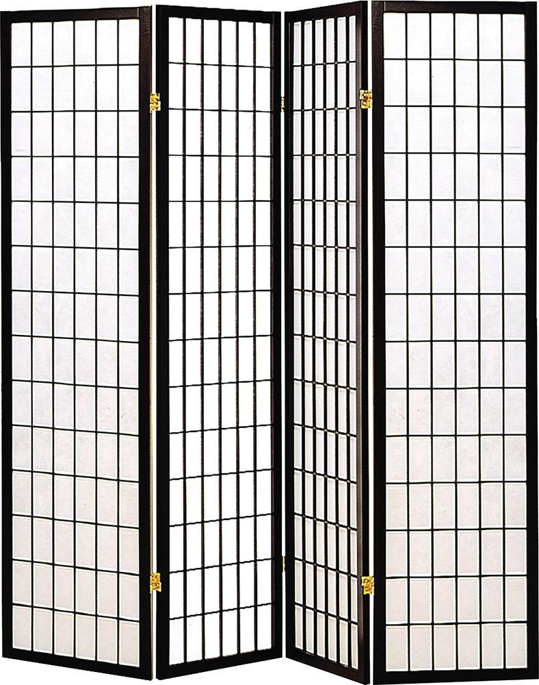 Transitional Black Four-Panel Screen