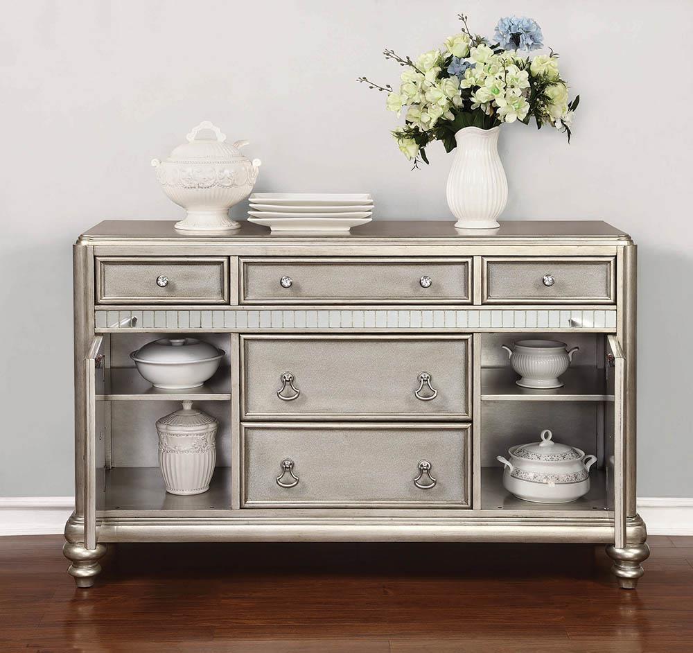 Bling Game 5-drawer Dining Server Metallic Platinum