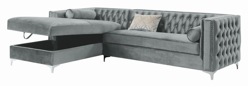 Bellaire Contemporary Silver and Chrome Sectional