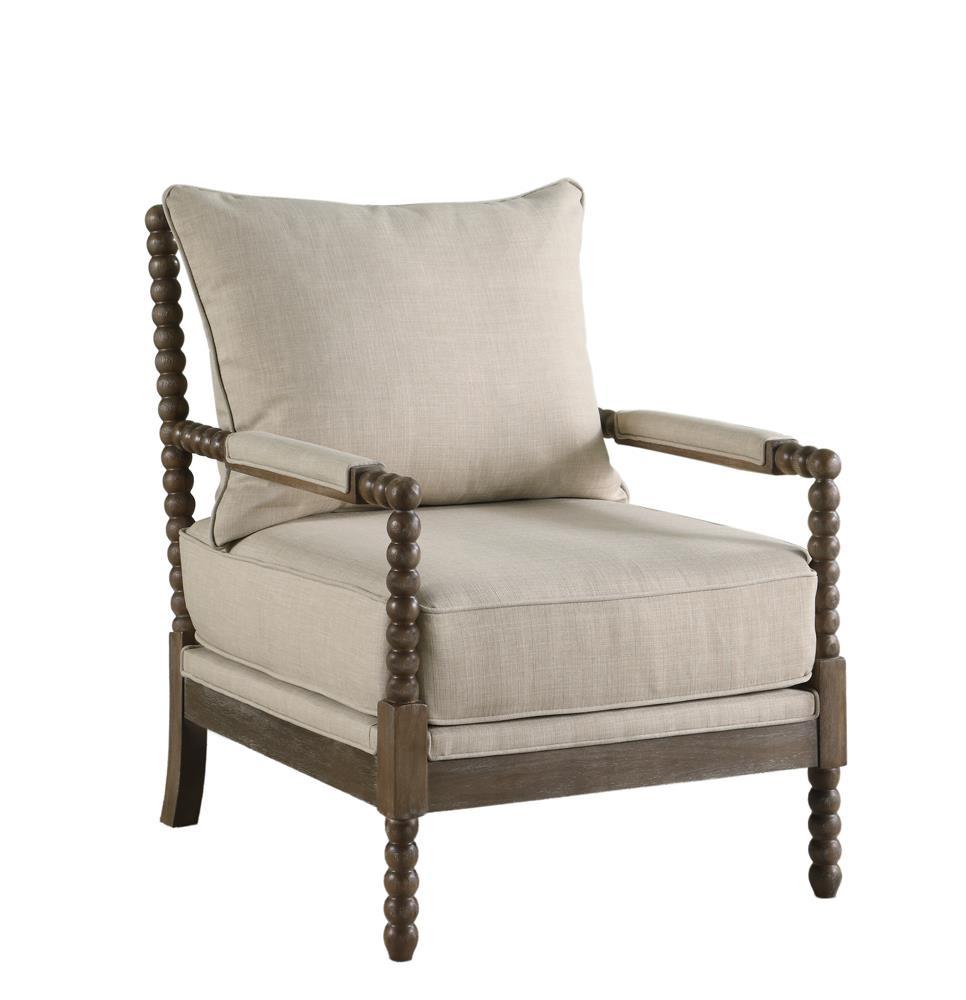 Traditional Oatmeal and Natural Accent Chair