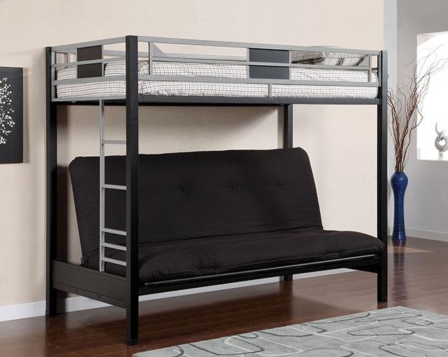 Clifton Silver/Gun Metal Twin Size Loft Bed w/ Futon Base