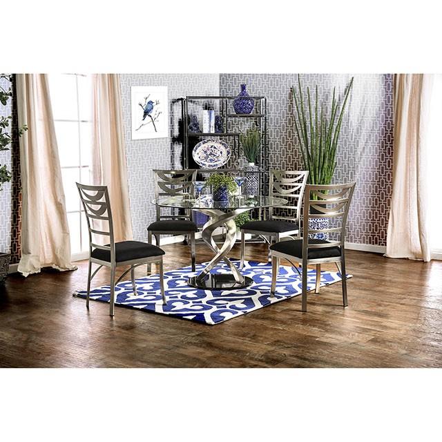 ROXO Silver/Black Round Dining Table
