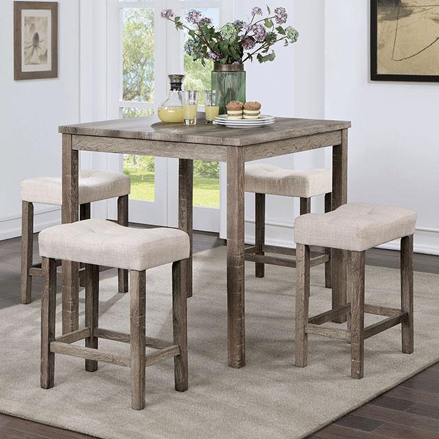 TORREON 5 Pc. Counter Ht. Table Set, Light Gray/Beige