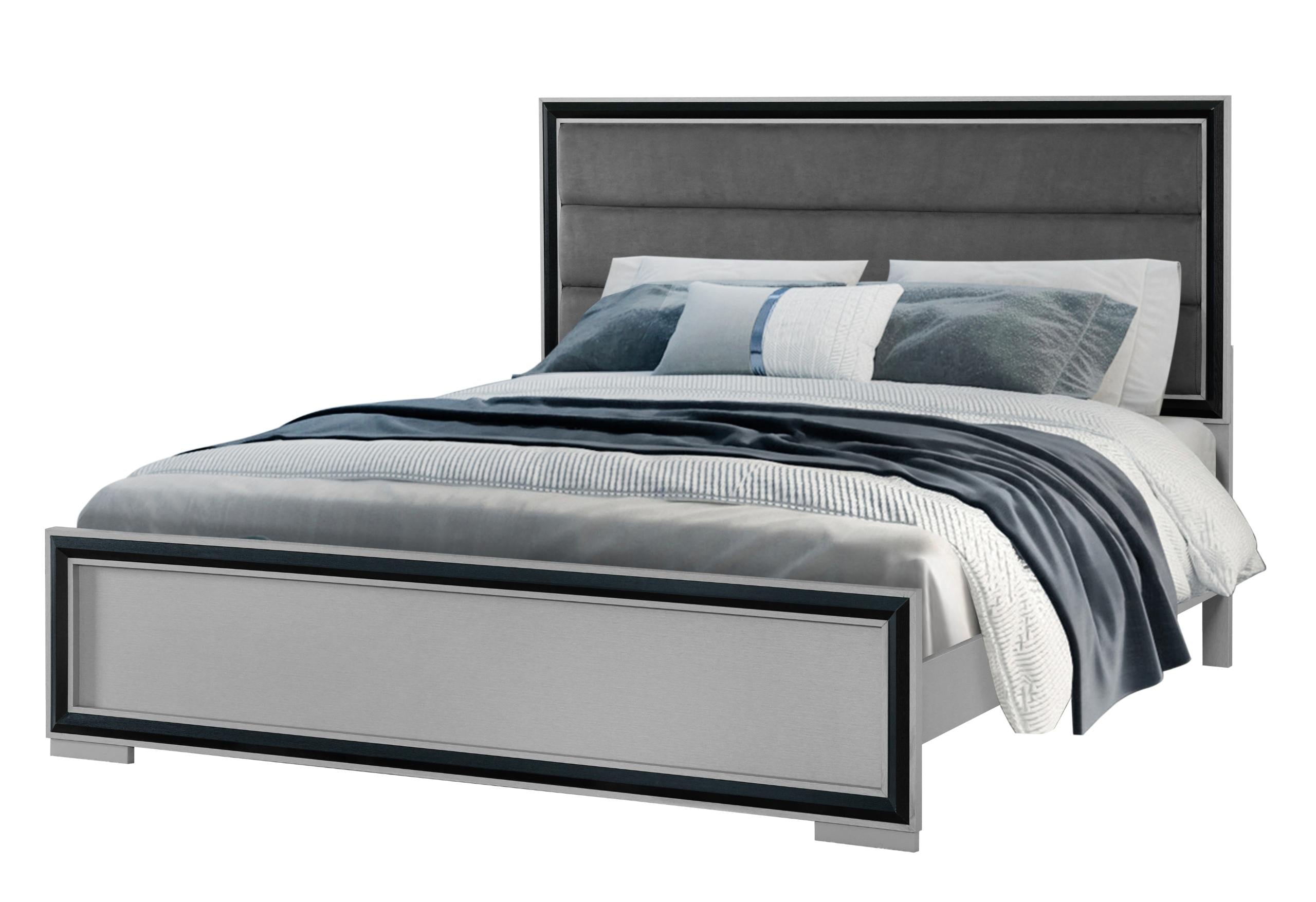 AMELIA GREY BLACK KING BED W/LED