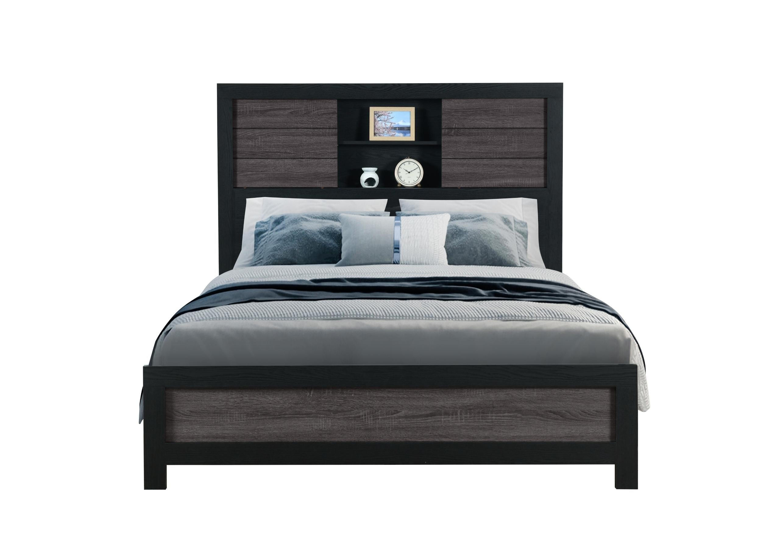LISBON GREY/BLACK BOOKCASE FULL BED