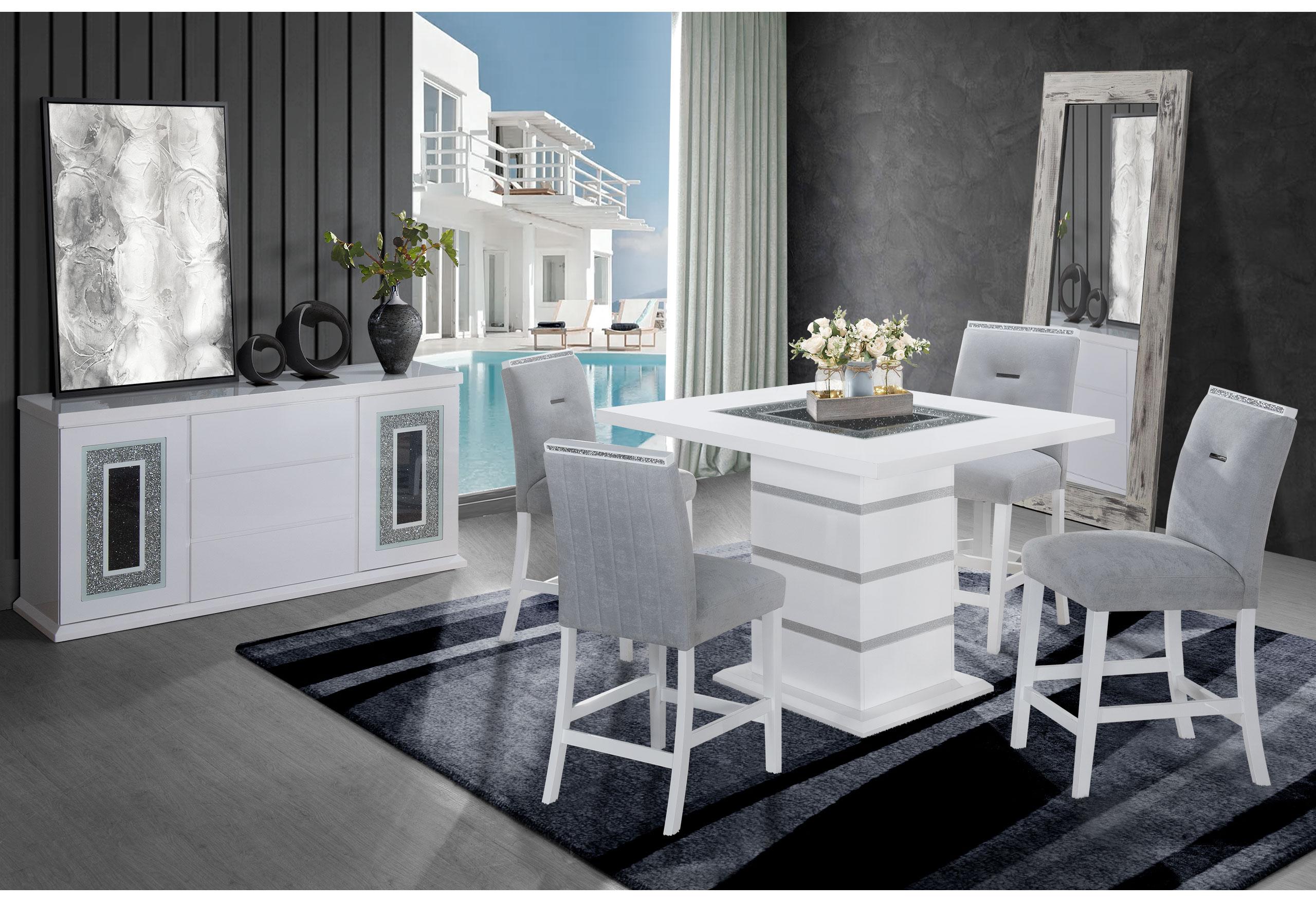MONACO WHITE BAR TABLE + 8 MONACO BS-N