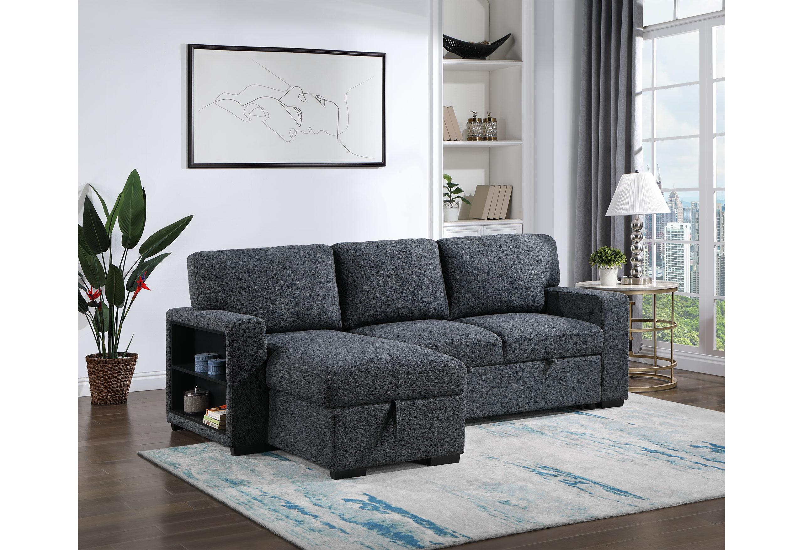 U0202 DARK GREY PULL OUT SOFA BED image