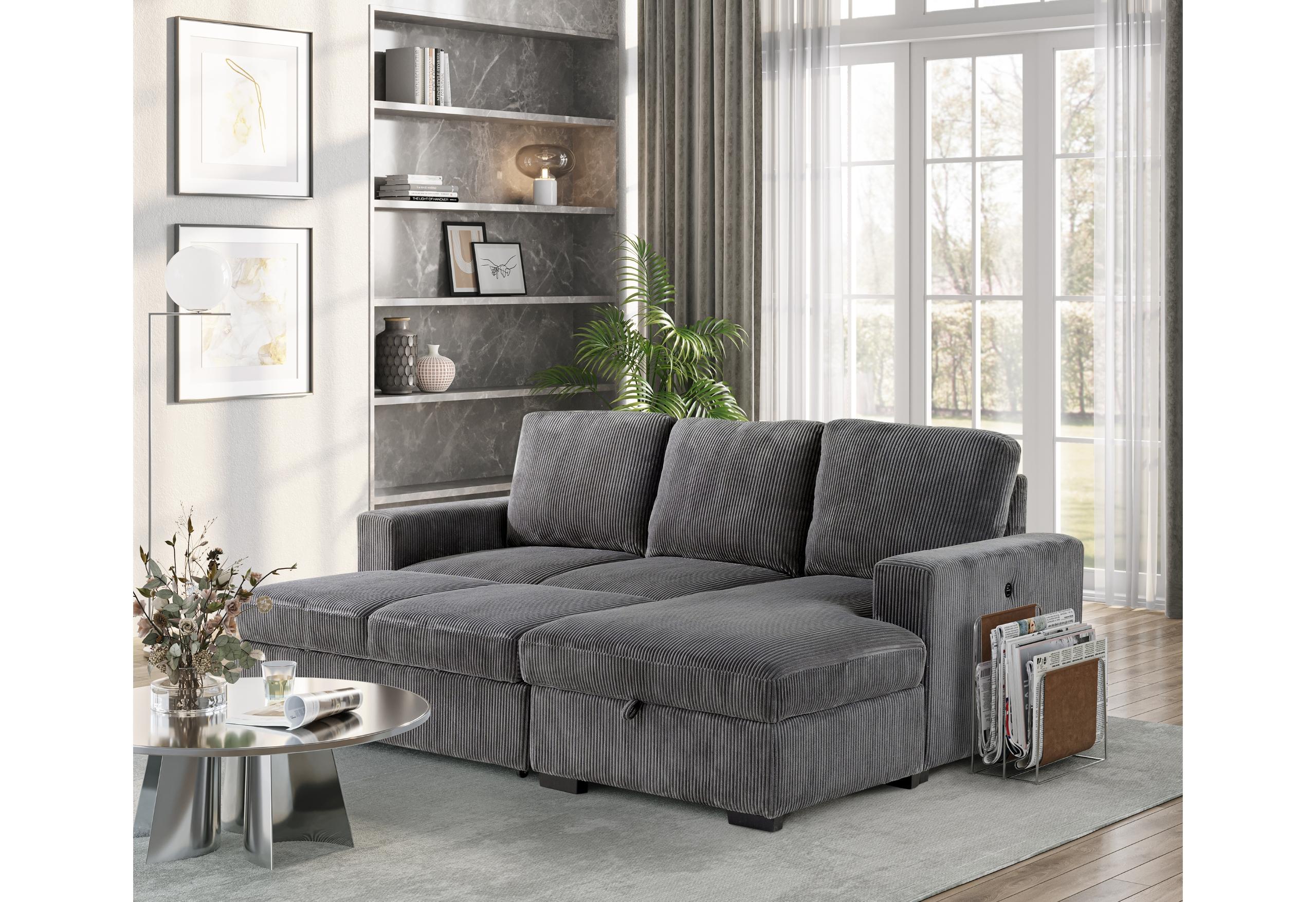 U2660 GREY L SECTIONAL WITH PULLOUT image