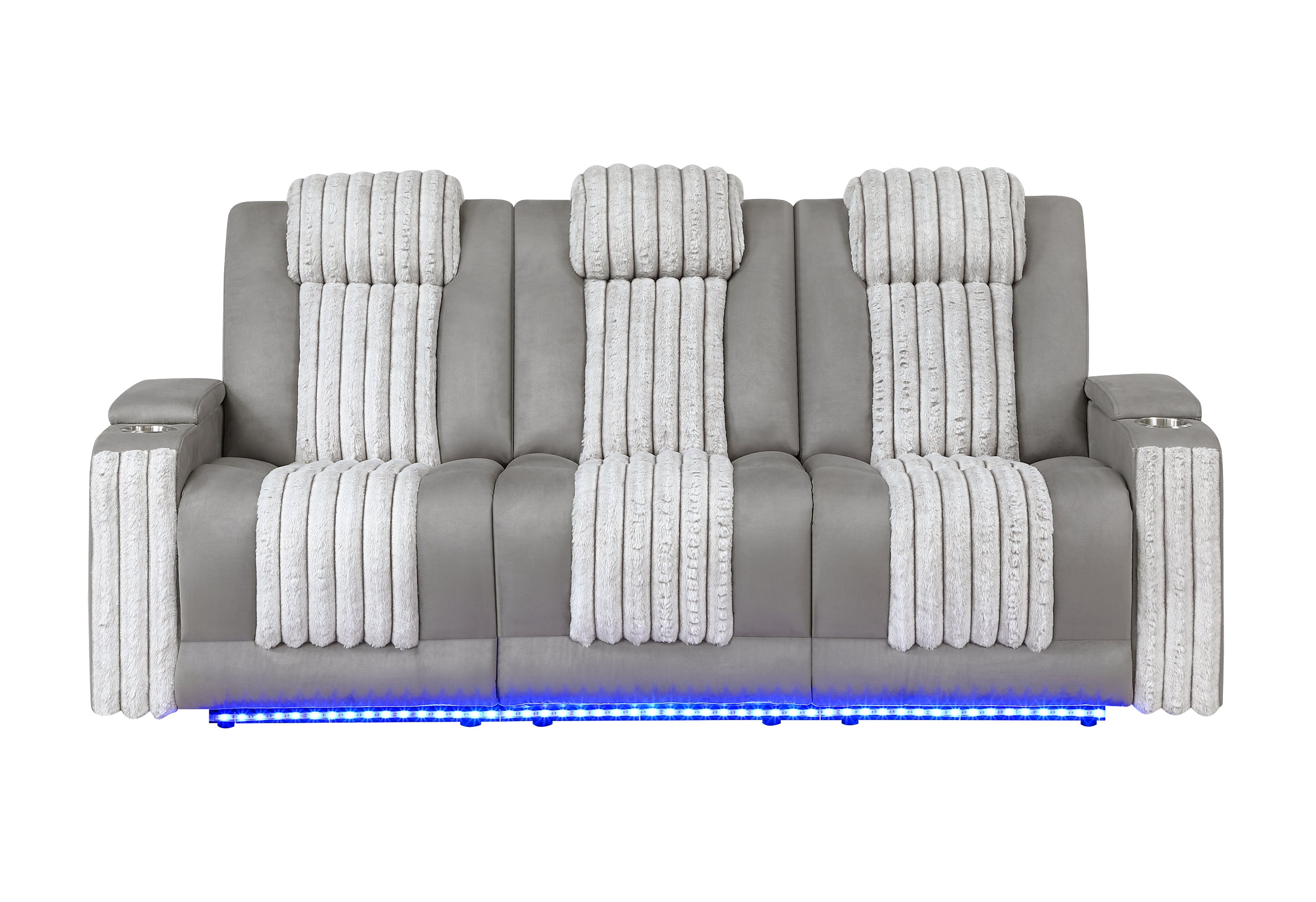 U8000 GREY PWR REC SOFA W/PHR, DDT, READING LIGHT & LED LIGHT