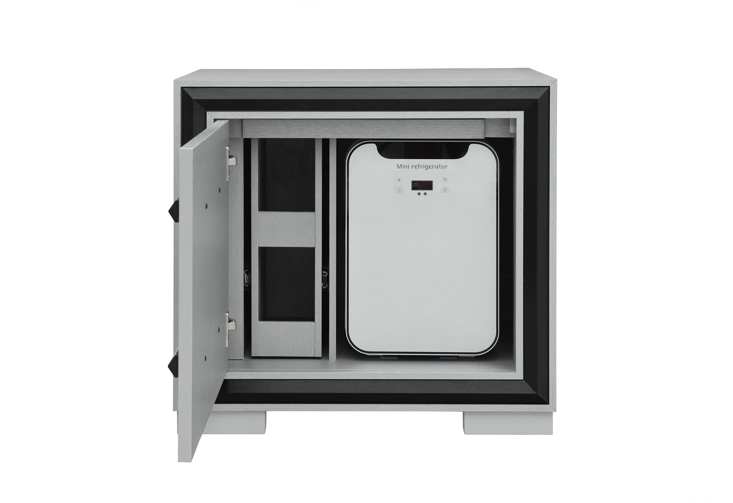 AMELIA GREY/BLACK NIGHTSTAND WITH COOLER AND SPEAKER