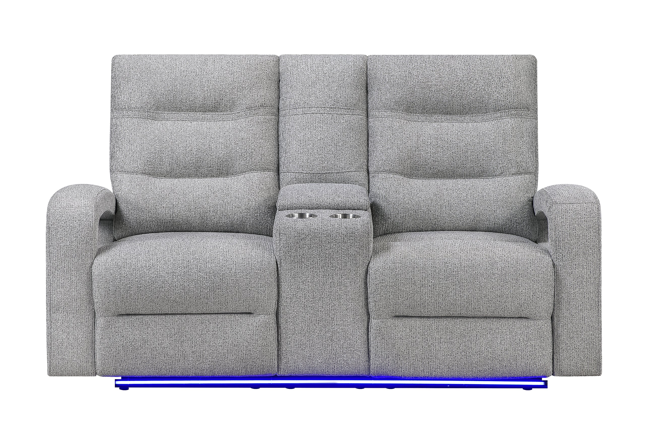 U6611 GREY 15 POWER CONSOLE RECLINING LOVESEAT WITH LED