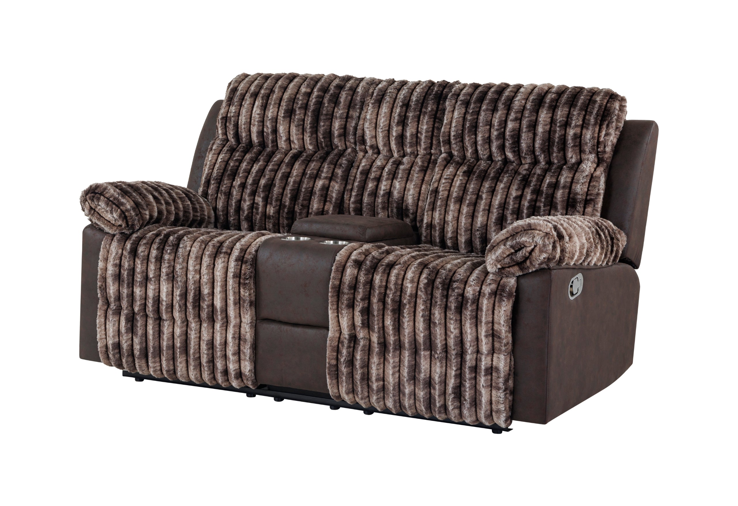 U6028 BROWN CONSOLE RECLINING LOVESEAT