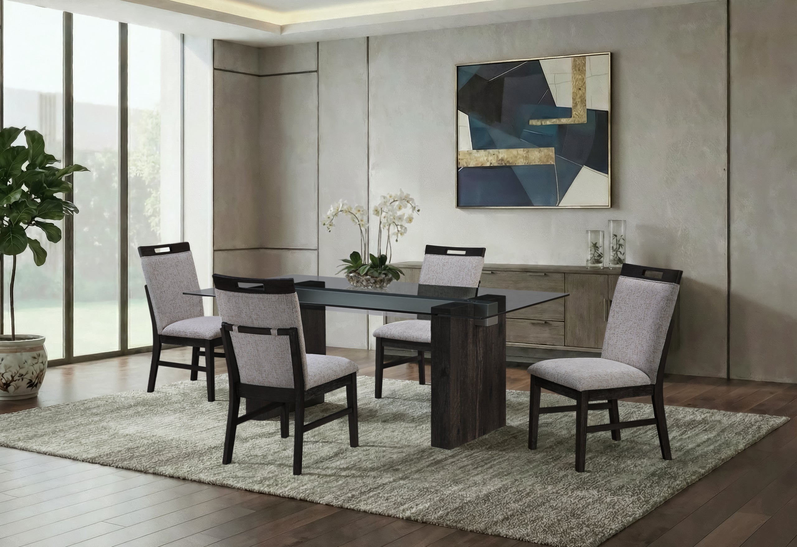 D4238 DINING TABLE AND 4 D4239 DINING CHAIRS