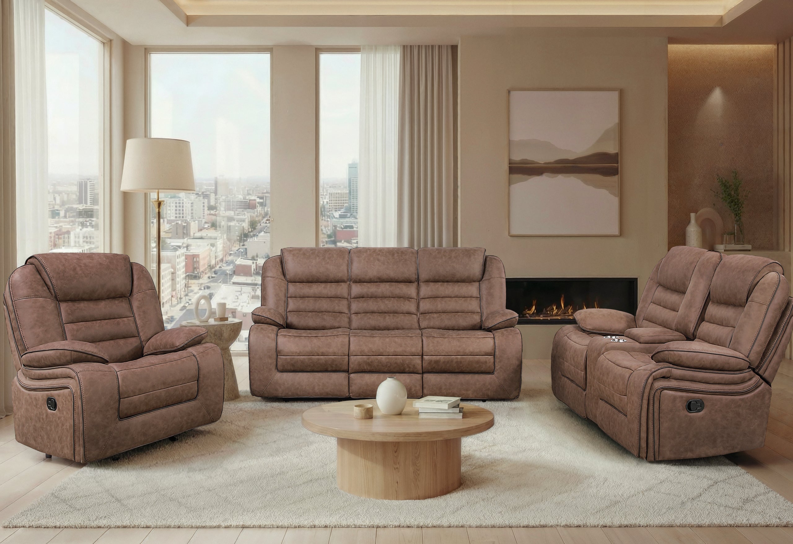 U2250 BROWN CONSOLE RECLINING LOVESEAT